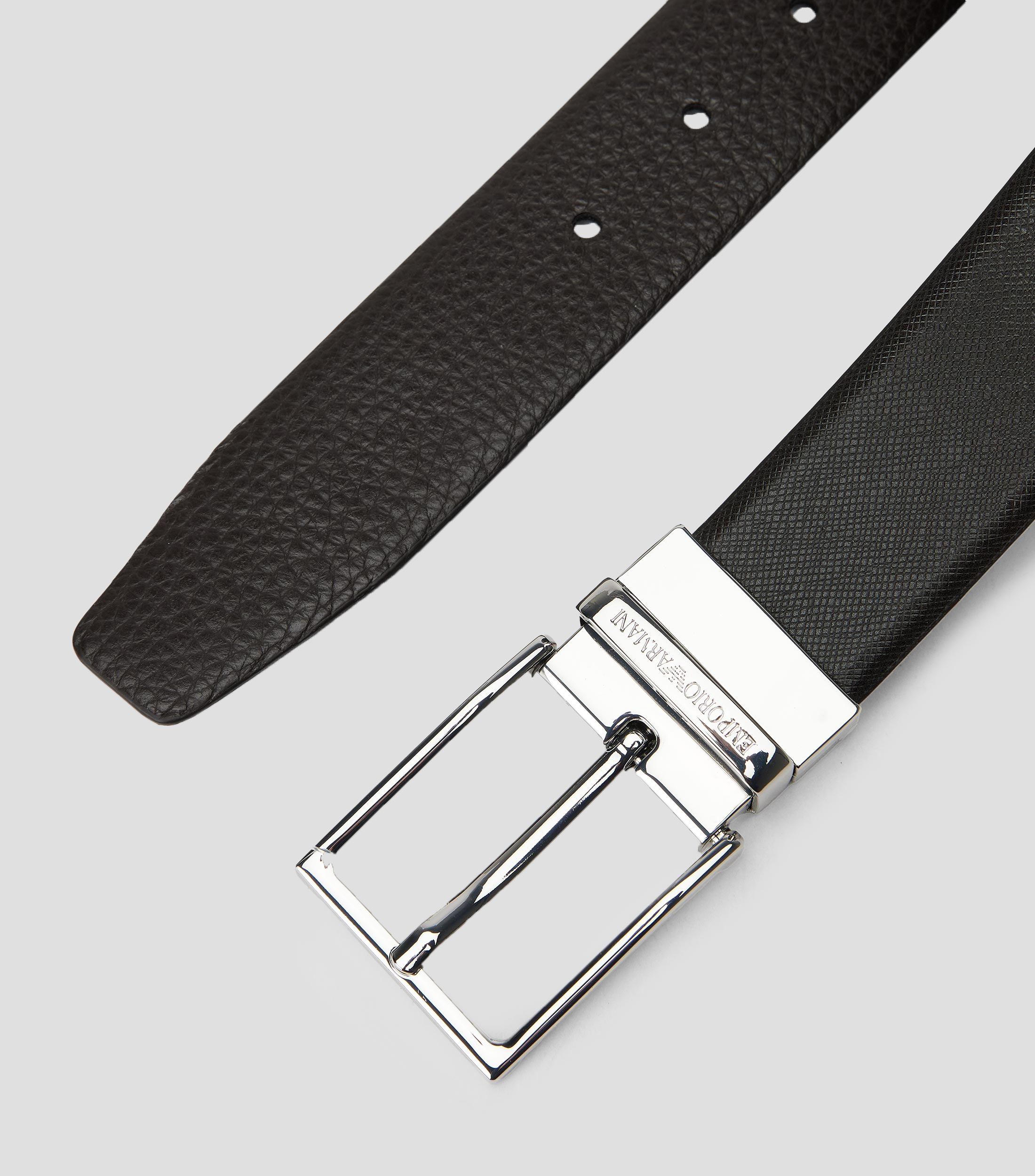 Cinturón reversible en piel café obscuro formal Hombre