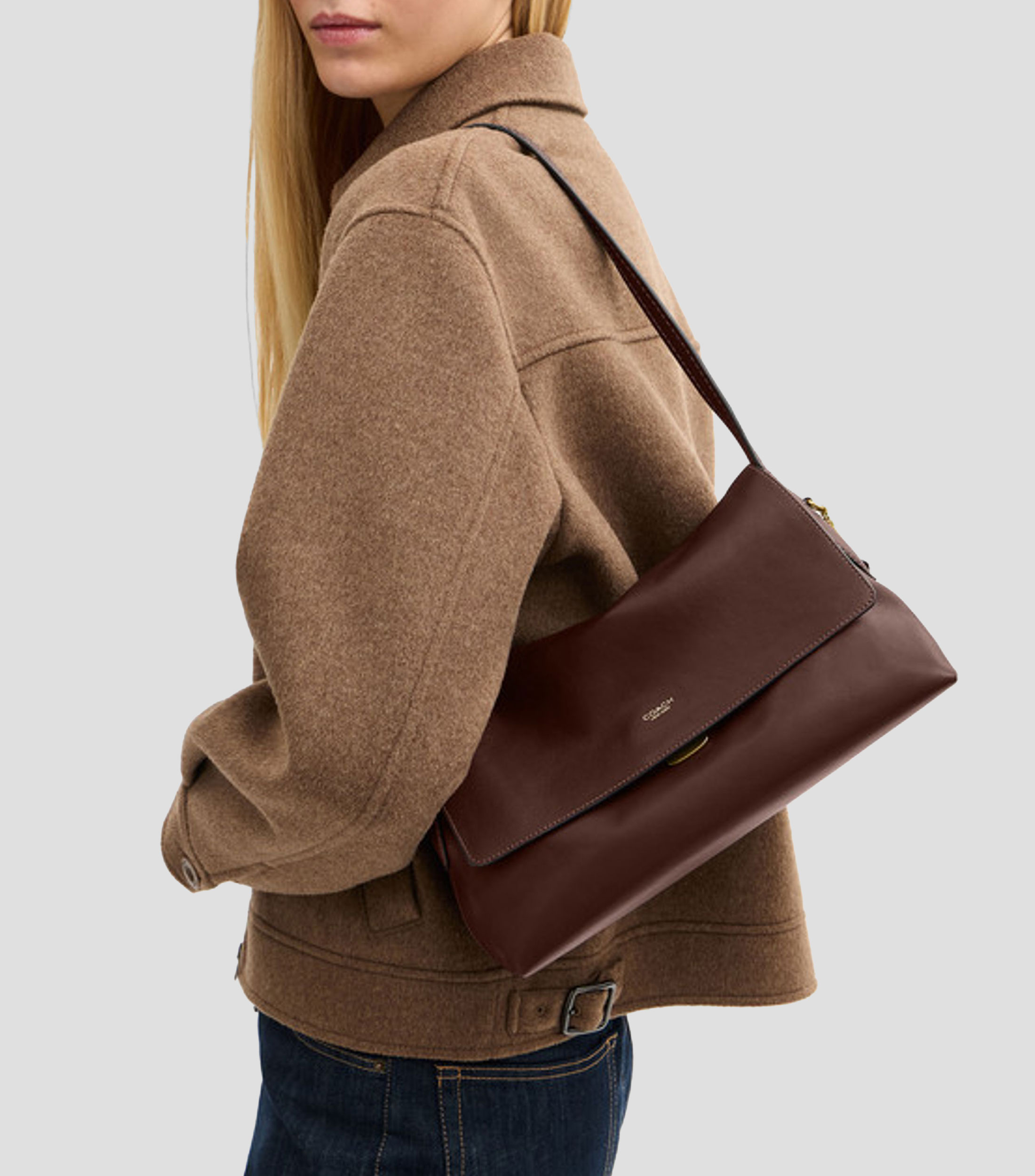 Bolsa shoulder café en piel Chelsea 30 lisa Mujer