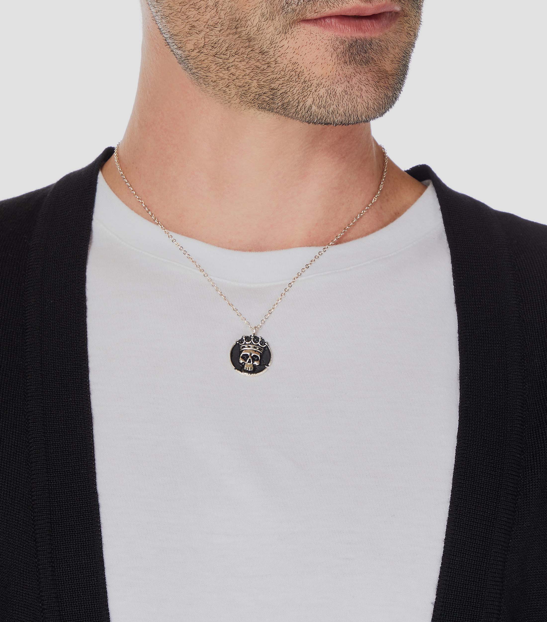 Cadena con dije redondo en plata .925 Hombre