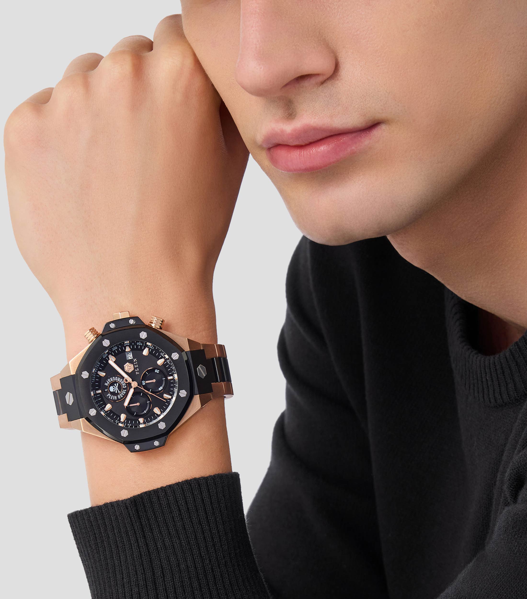 Reloj para Hombre Chrono Royal Casual Negro, Oro Rosa