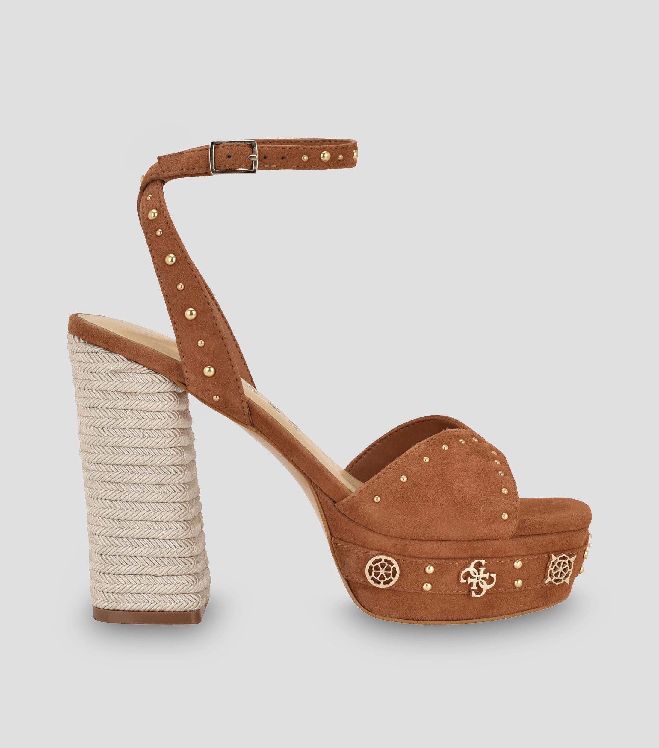 Sandalias tacón alto ancho en piel Mujer