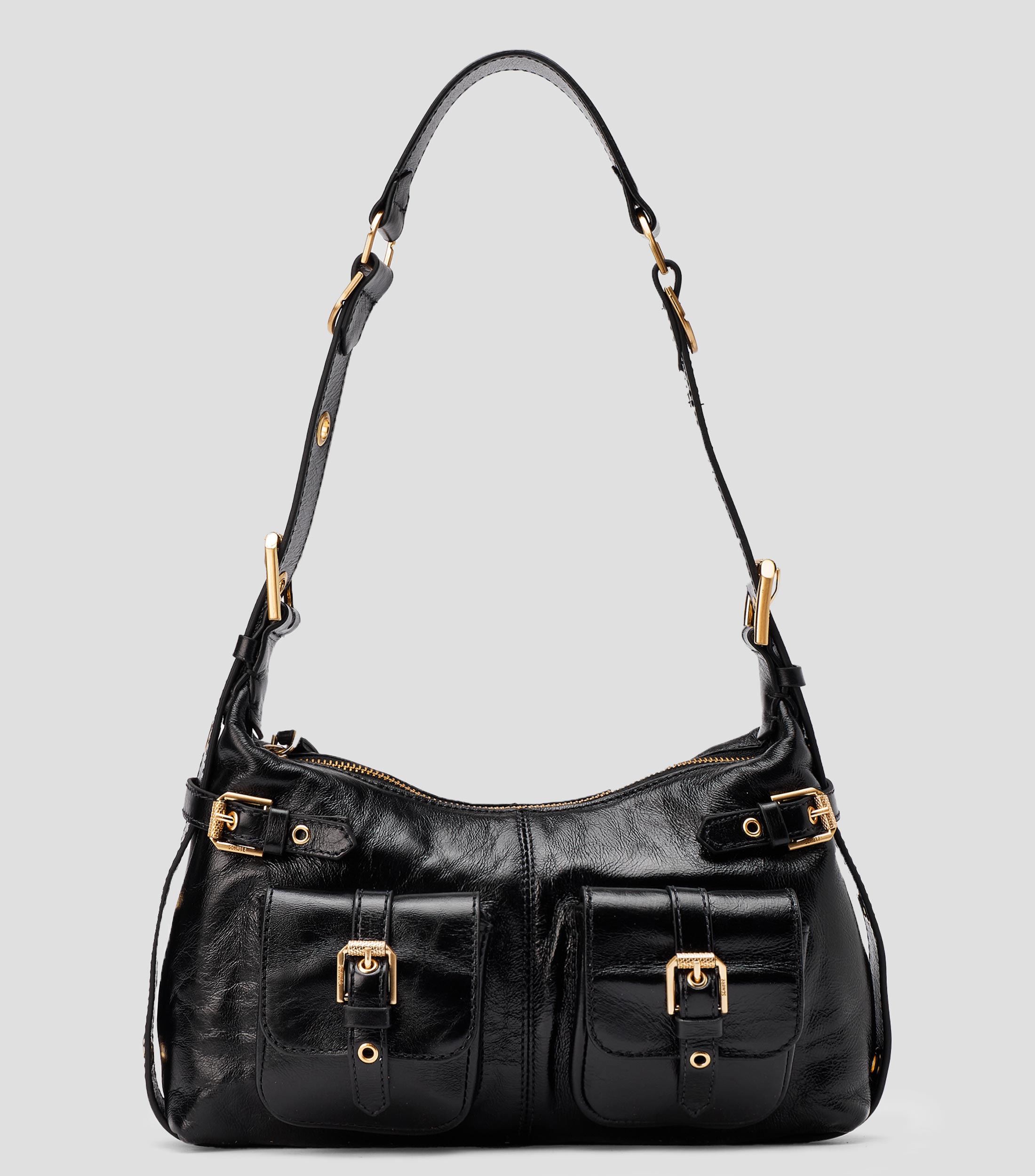 Bolsa shoulder negra en piel Trentino lisa Mujer