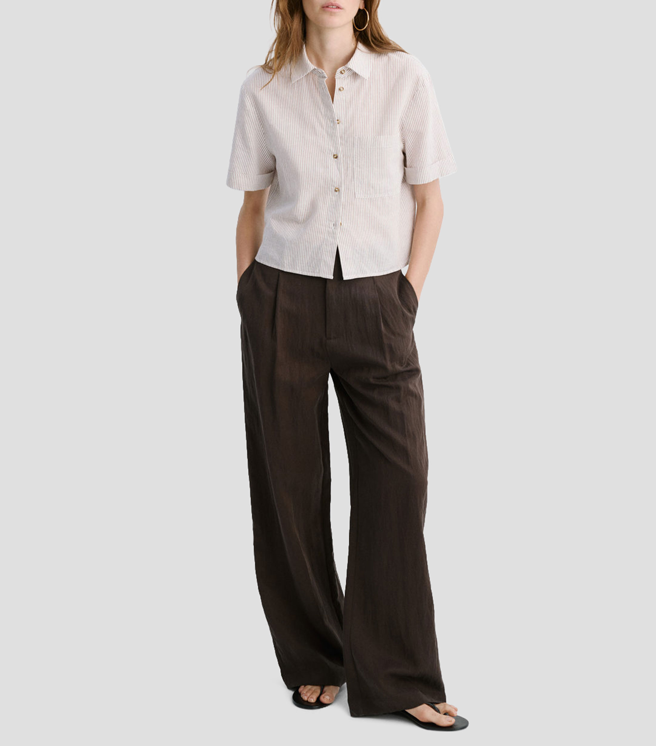Camisa rayas manga corta Mujer
