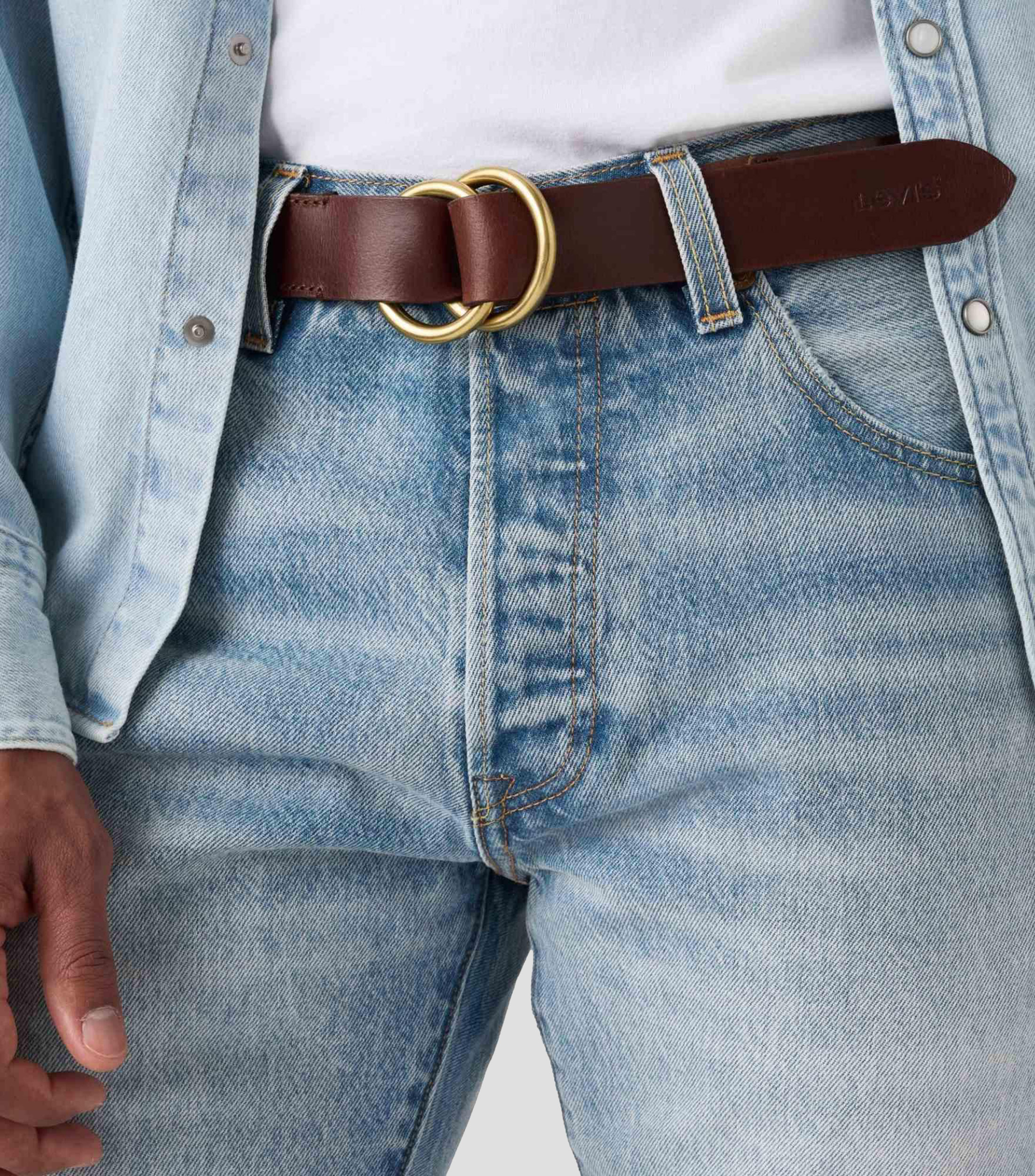 Cinturón en piel casual Hombre