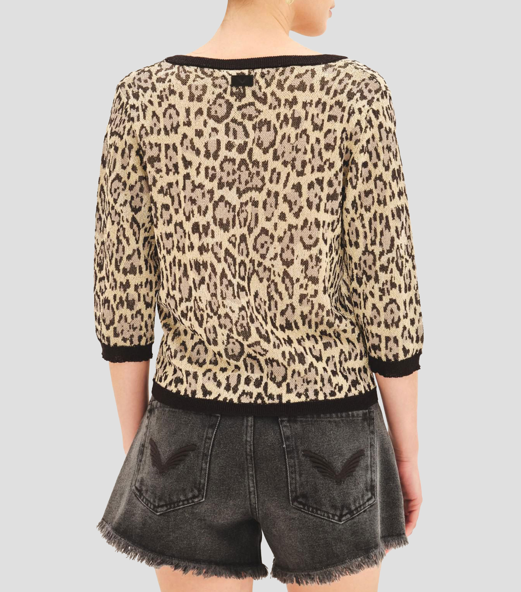 Suéter cuello redondo estampado Mujer