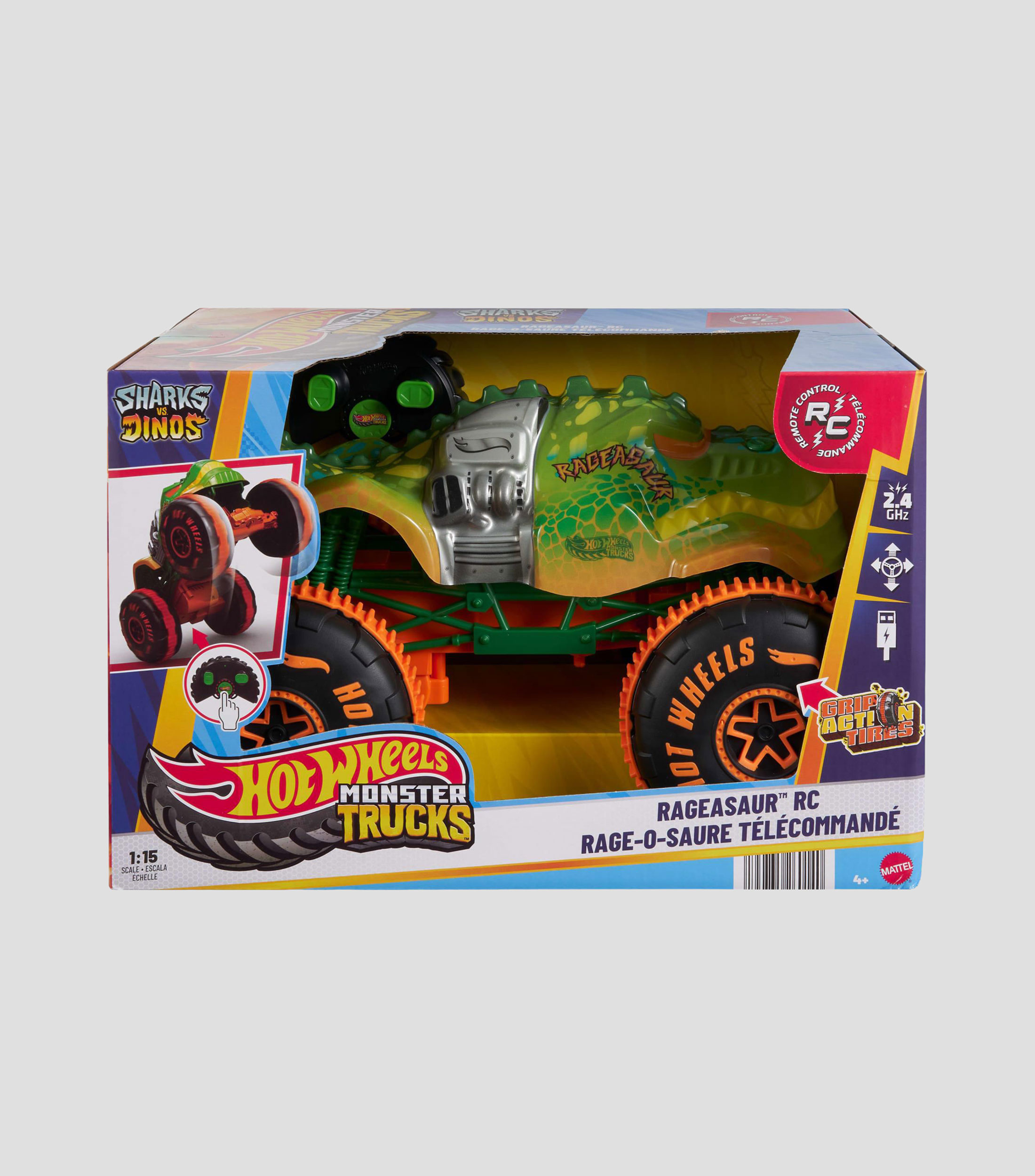 Monster Trucks RC Shark vs Dinos en escala 1:15