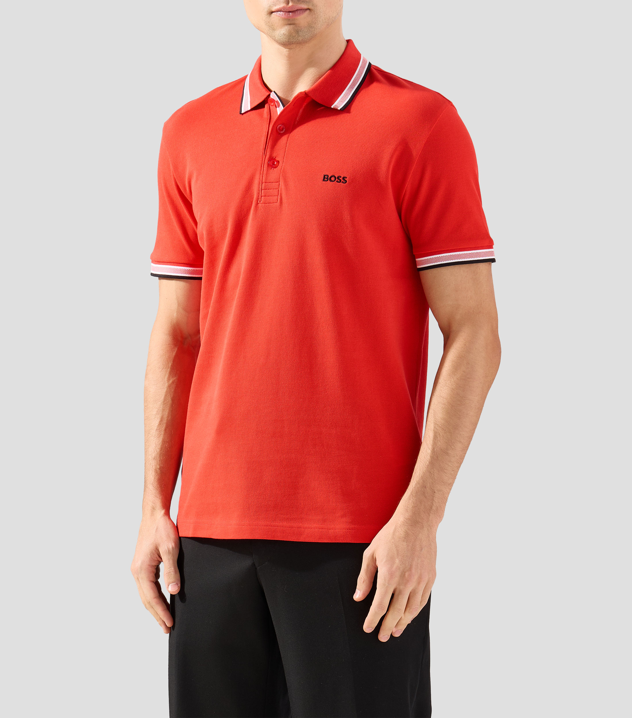 Playera polo manga corta sólida Hombre