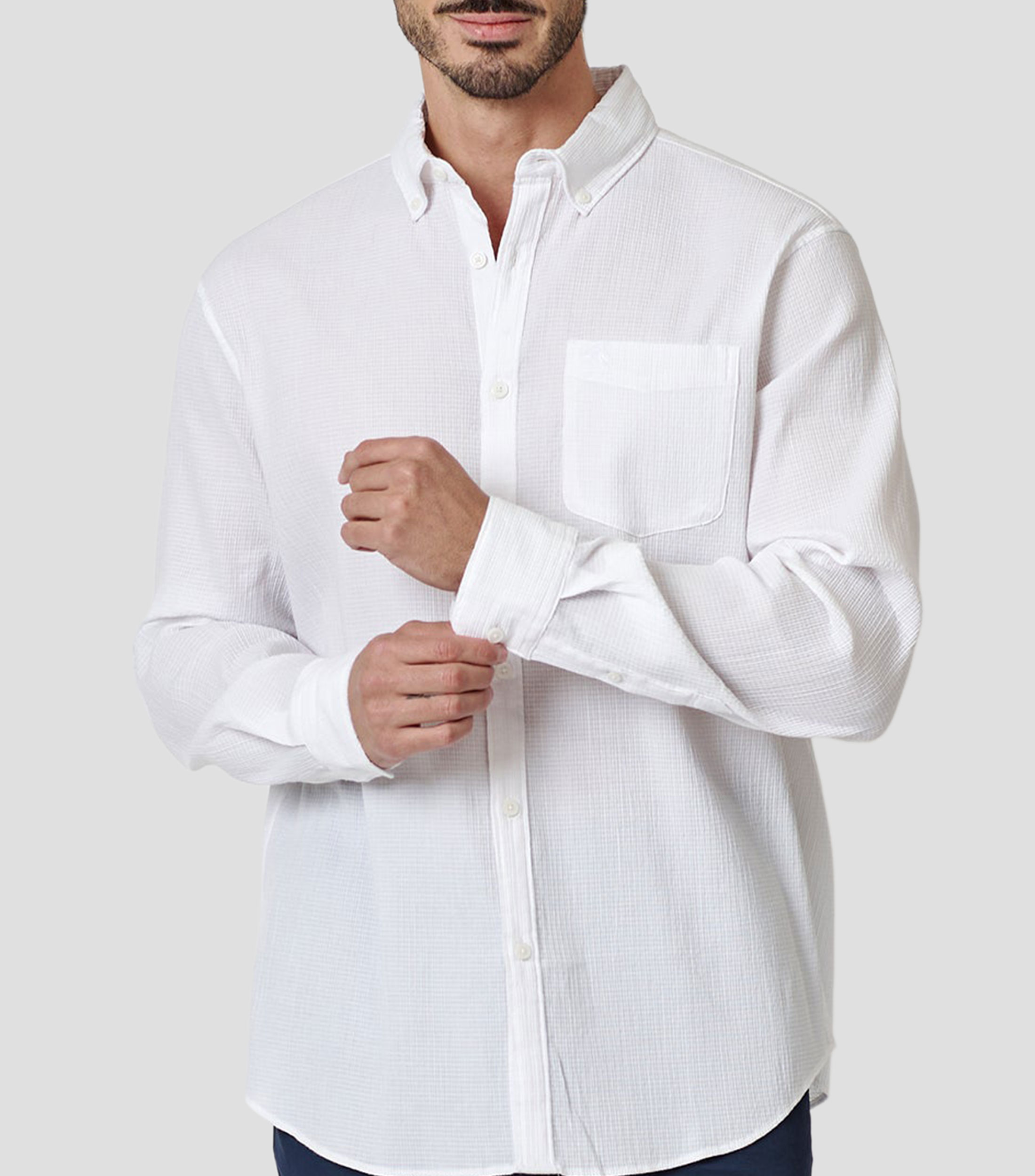 Camisa lisa manga larga Hombre