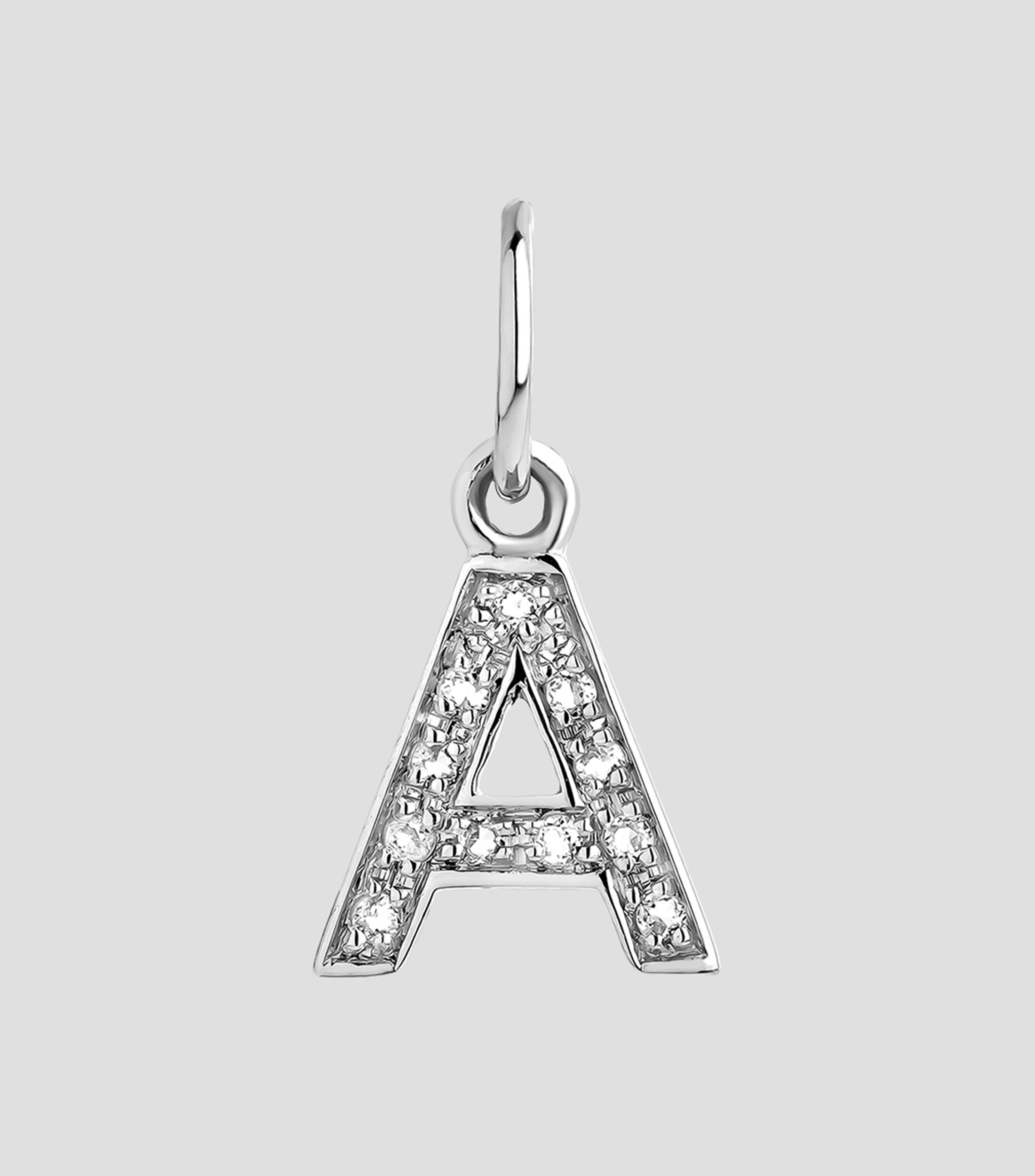 Dije inicial A en plata .925 ABC con topacios blancos Mujer