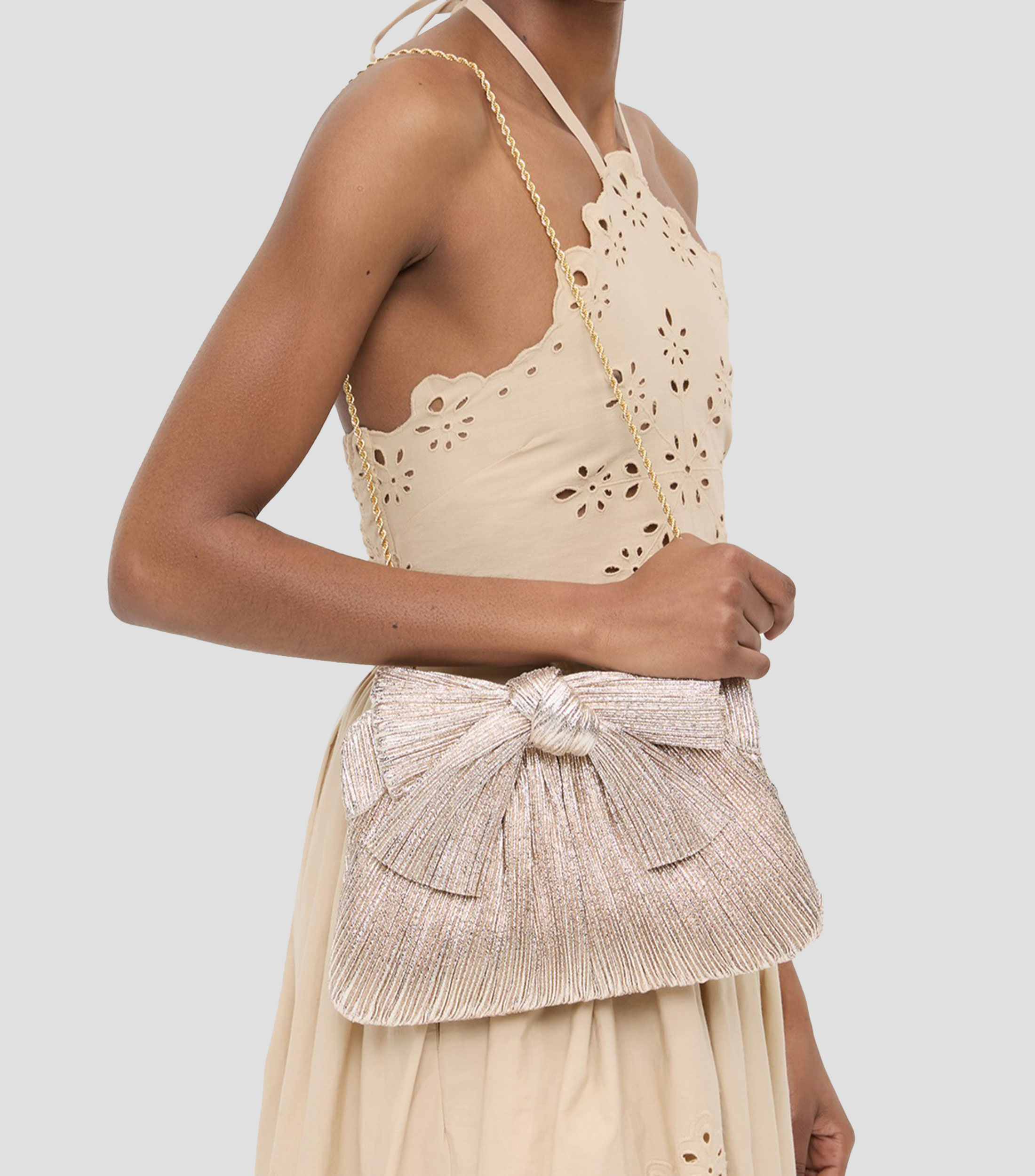 Bolsa crossbody plateada lisa Mujer