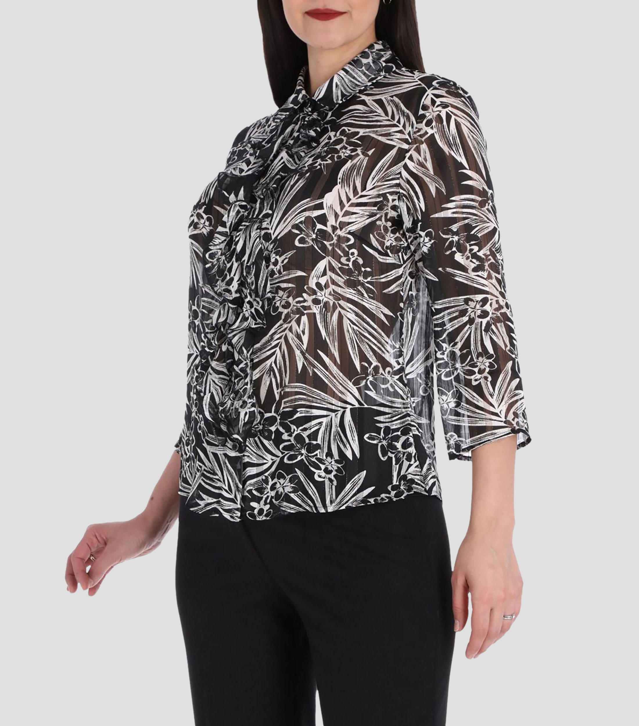 Blusa estampada manga 3/4 Línea Petite Mujer