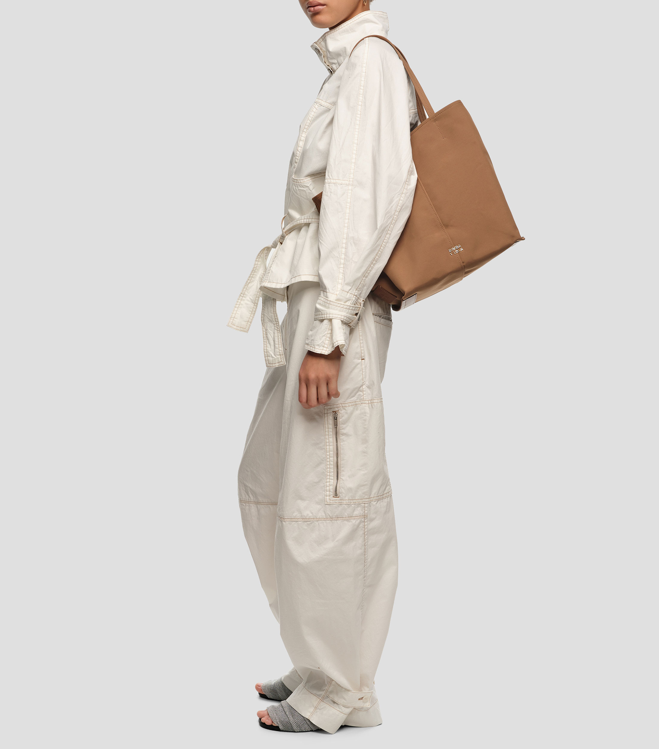 Bolsa shopper grande gabardina café Mujer