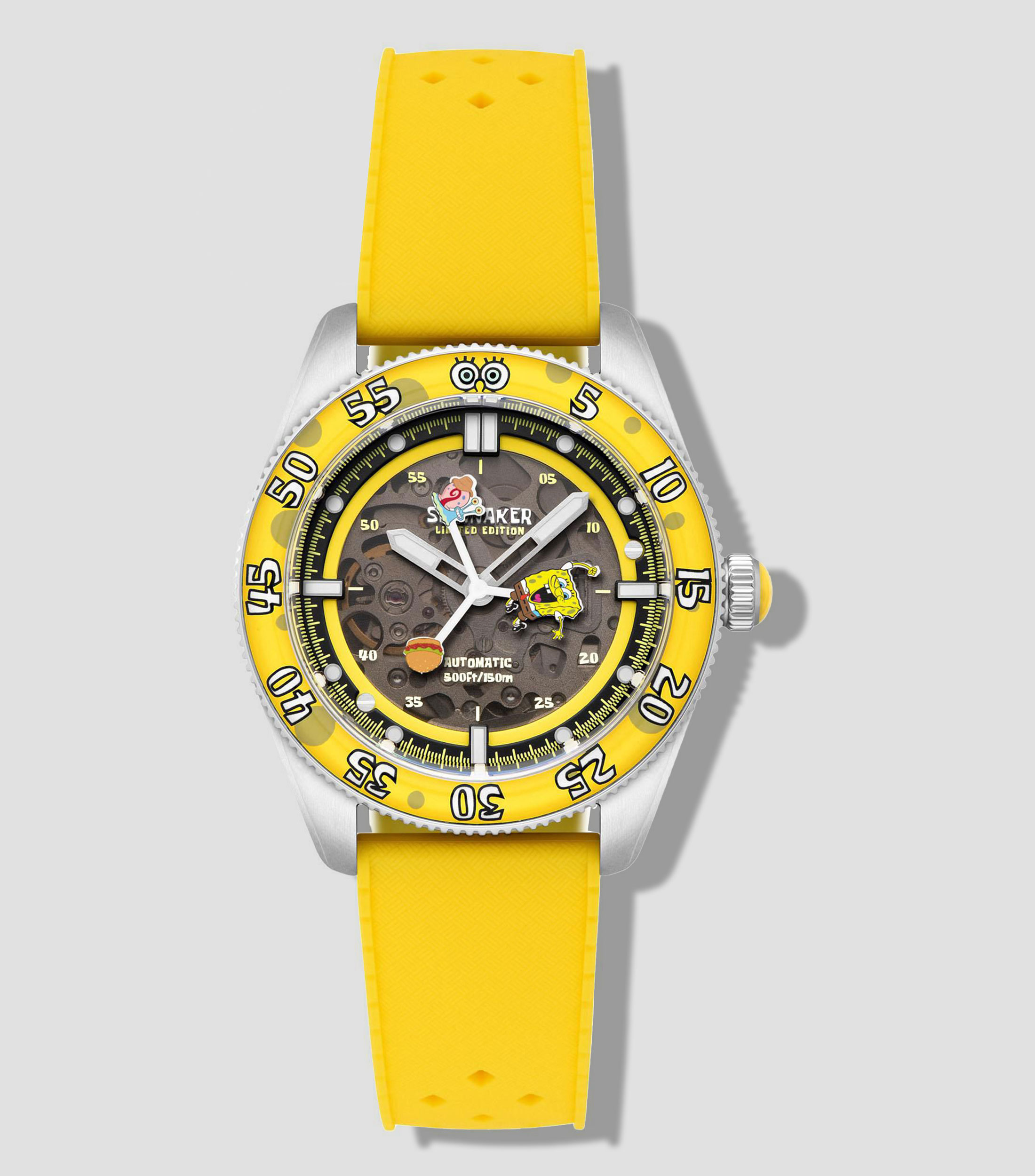 Reloj Unisex Bob Esponja Casual, Plateado, Amarillo