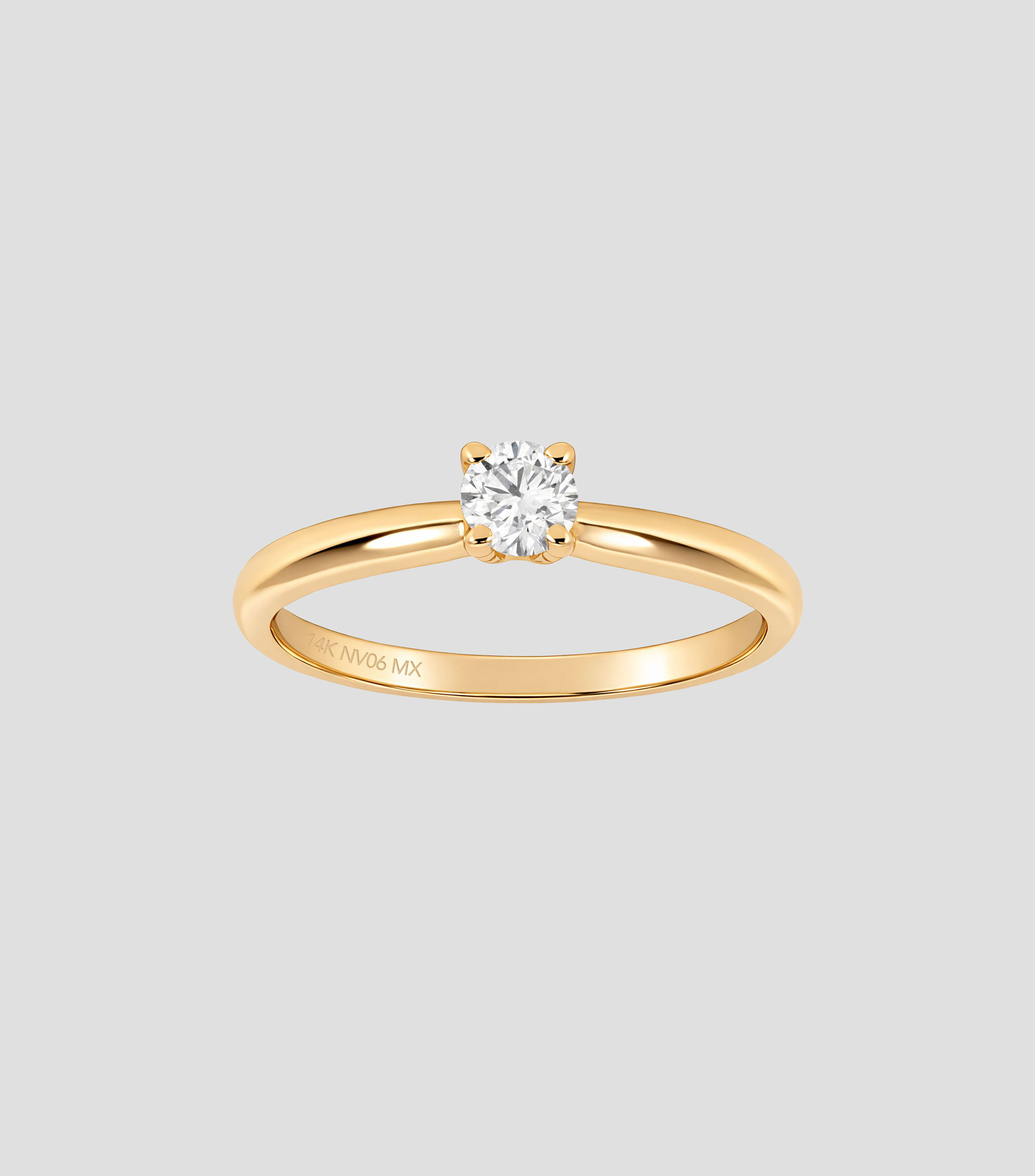 Anillo solitario en Oro amarillo de 14 Kilates con diamante Mujer