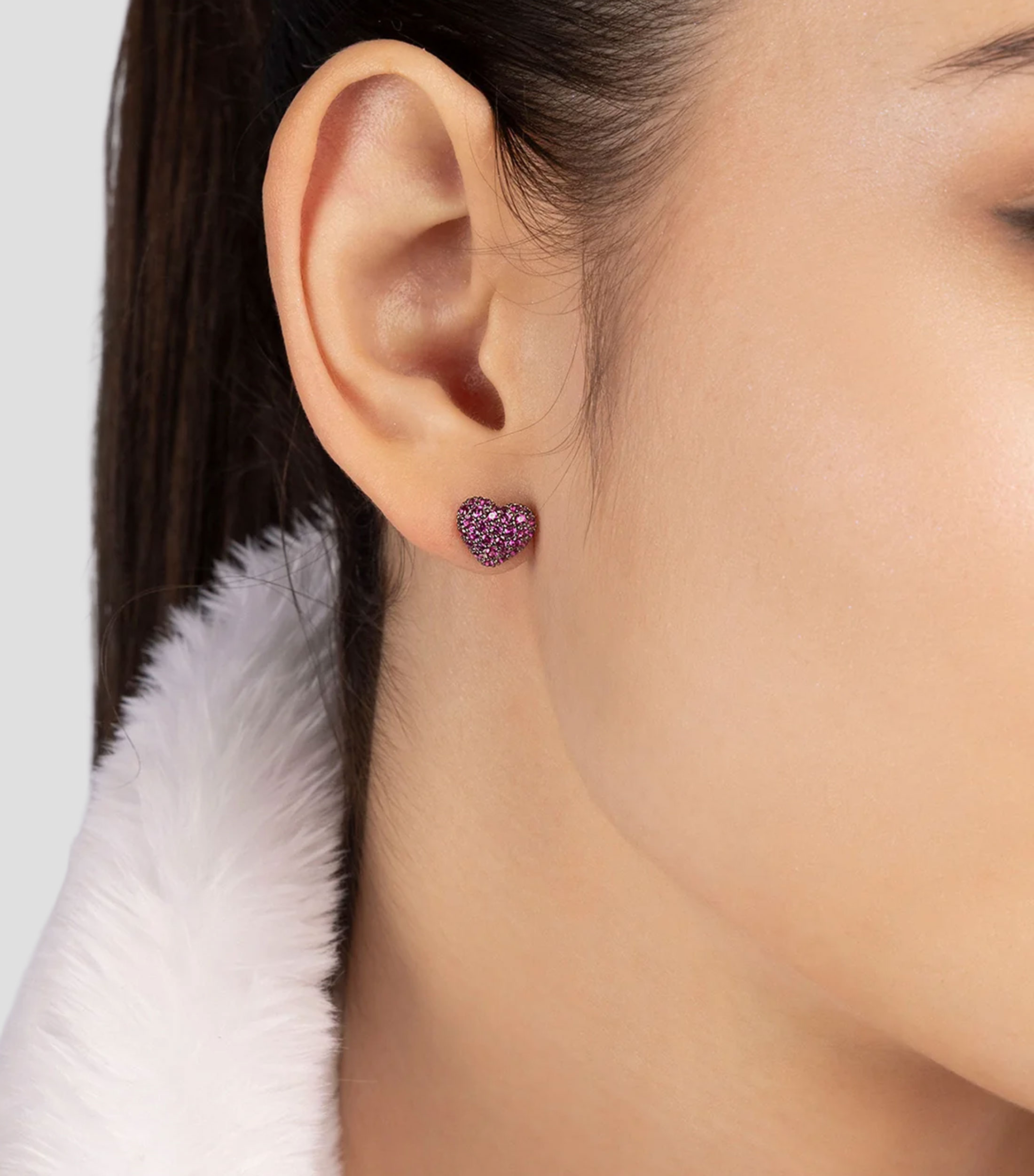 Aretes en plata con circonia cúbica fucsia Hiver Mujer