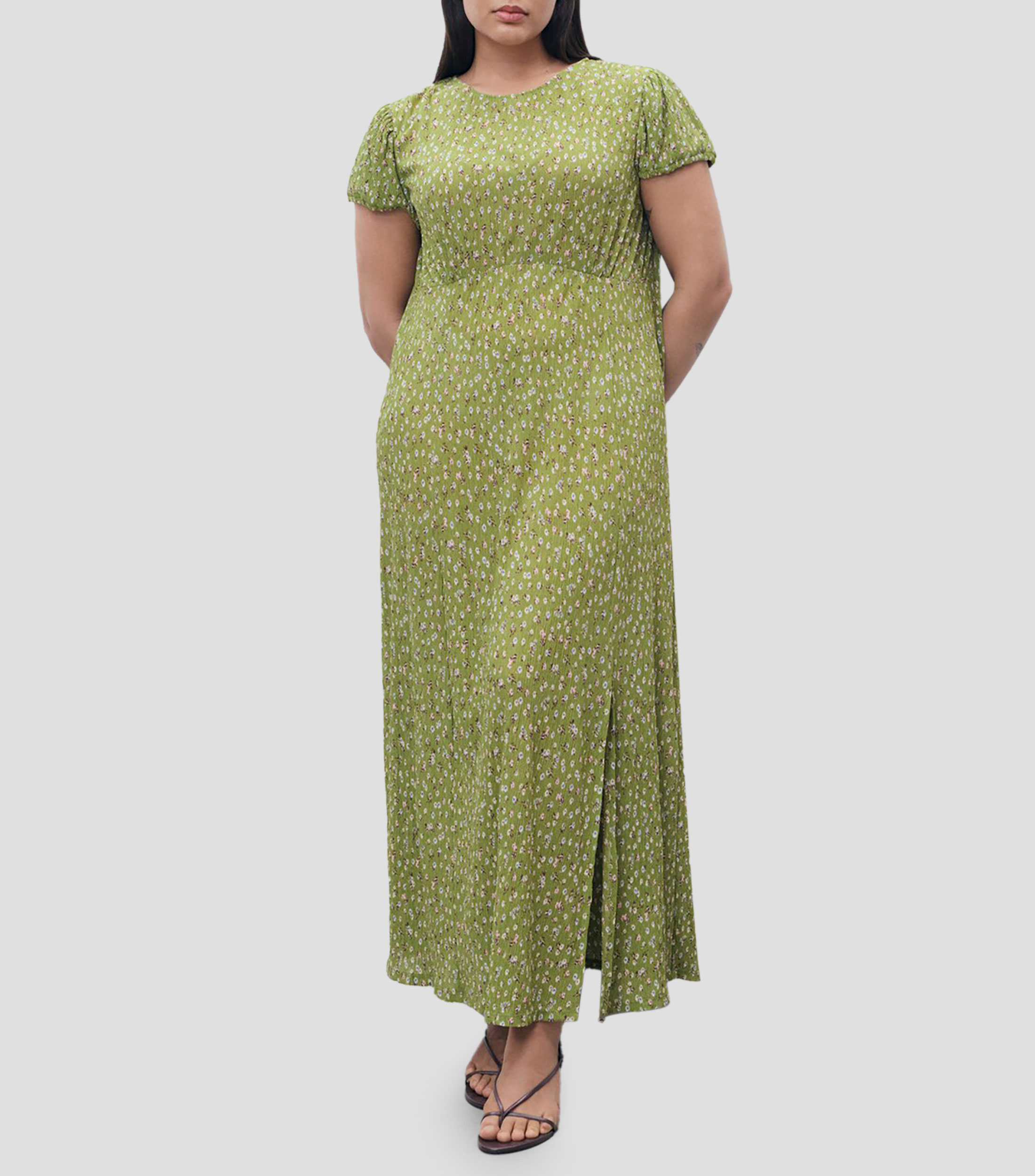 Vestido Midi manga corta Mujer