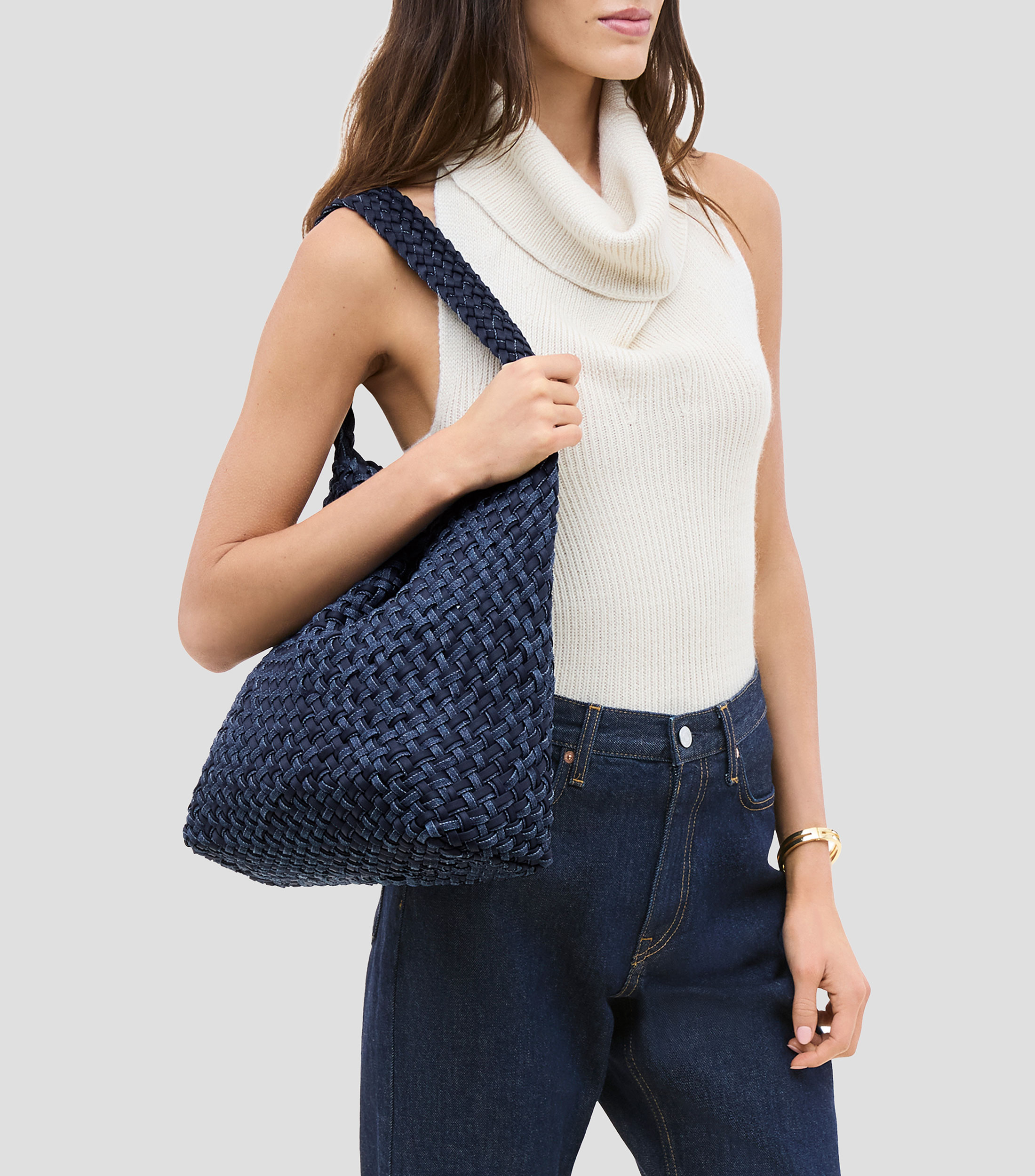Bolsa hobo azul Nomad Double Weave lisa Mujer