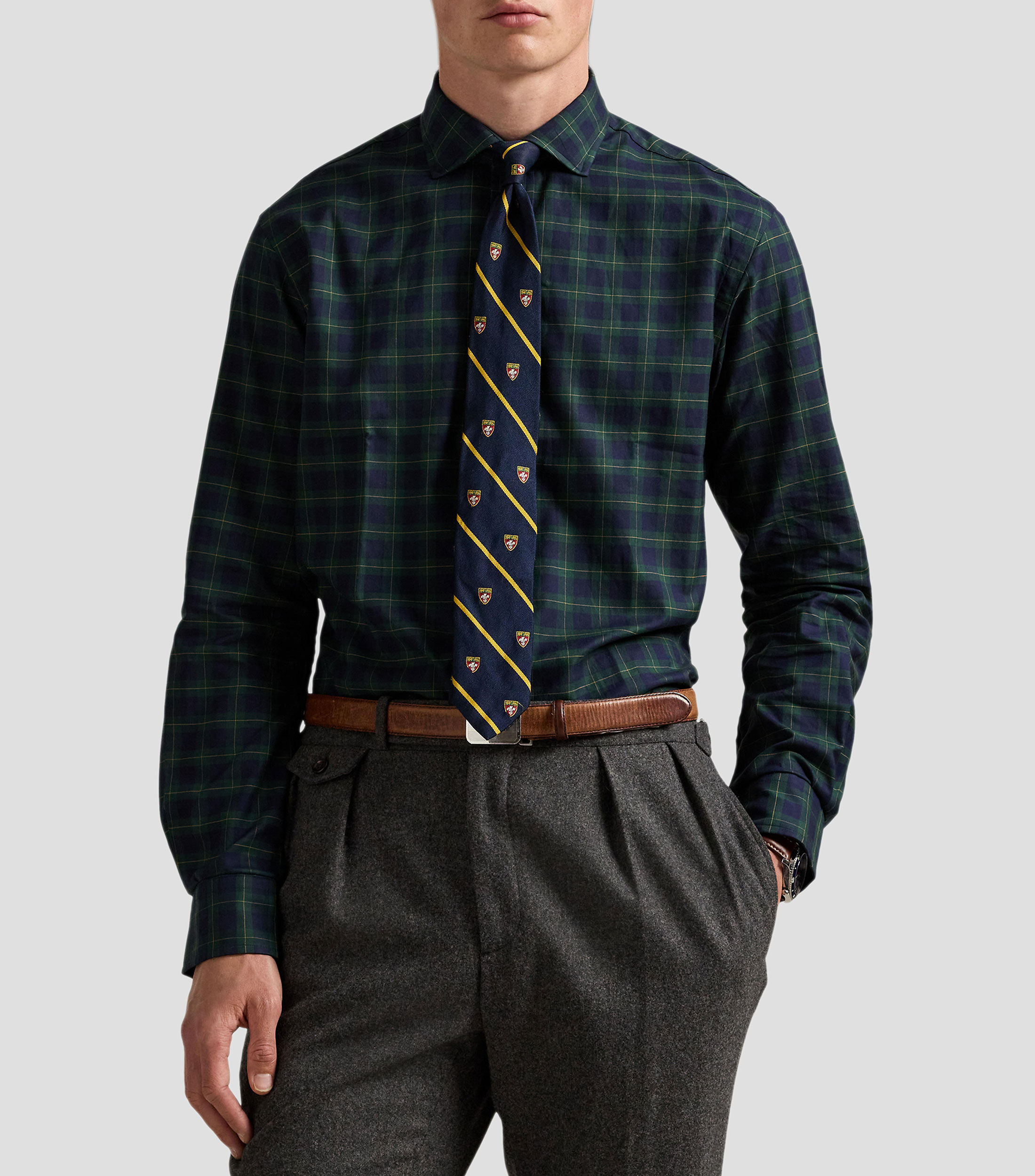 Camisa de cuadros con manga larga Hombre