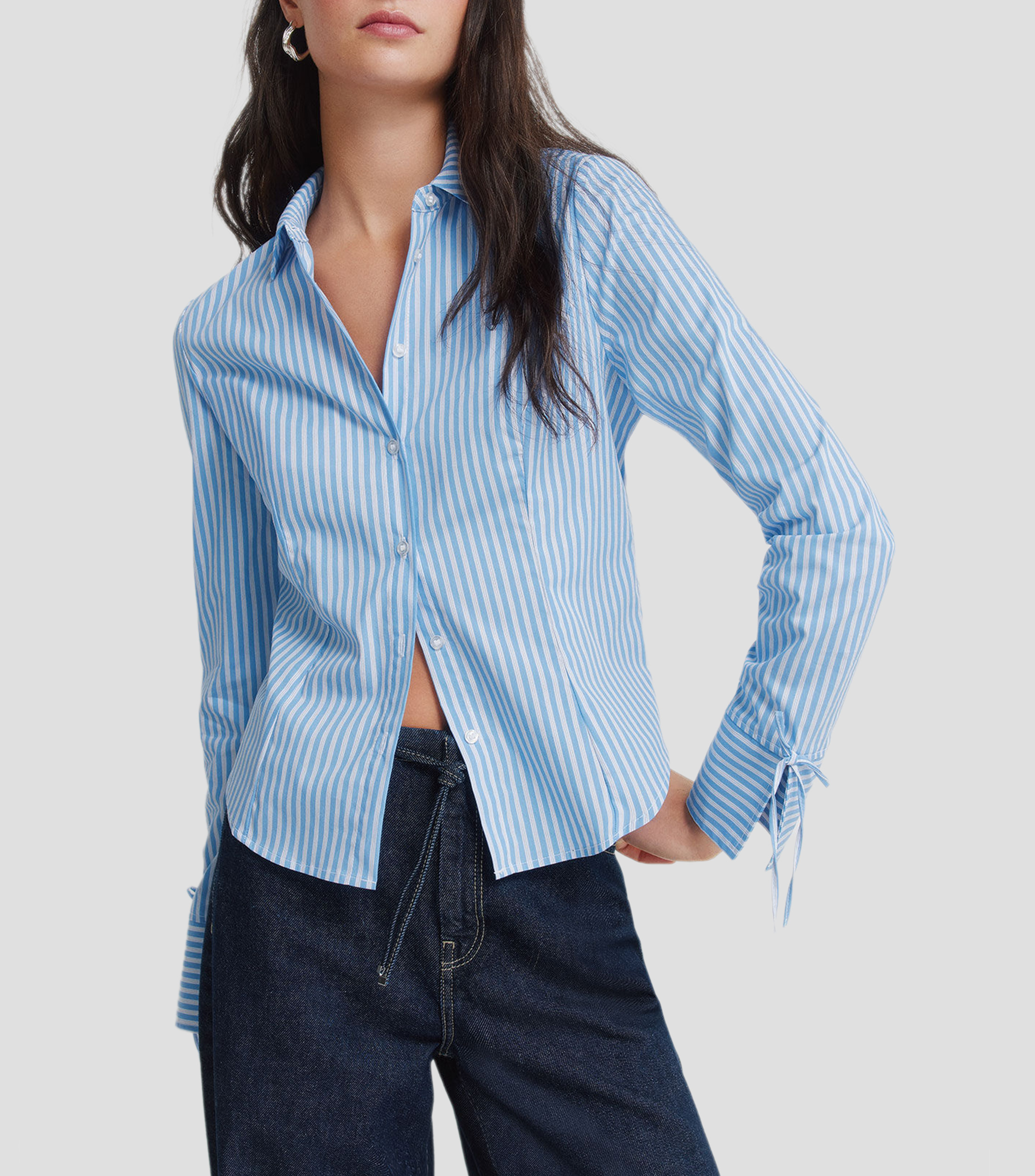 Camisa rayas manga larga Mujer