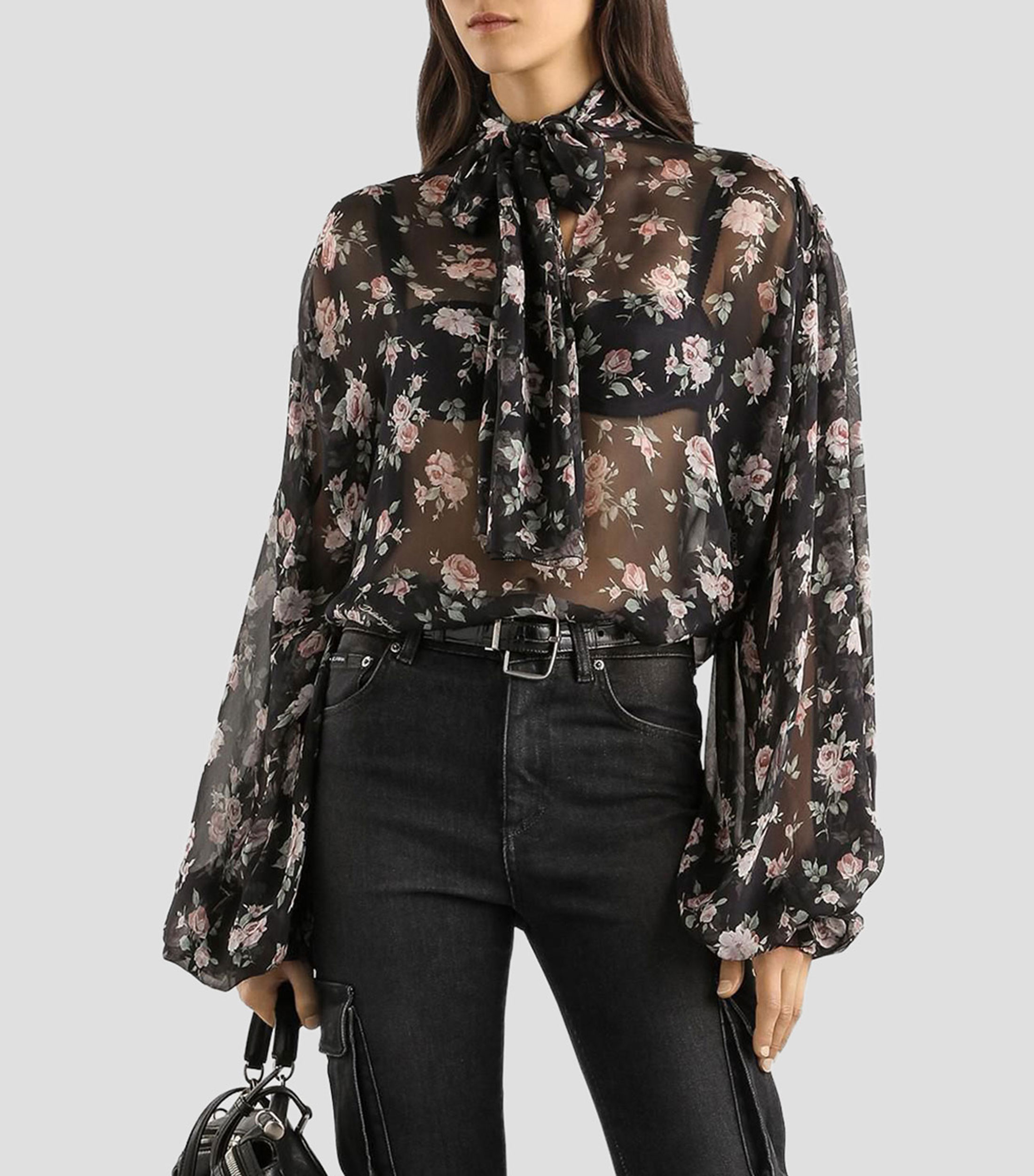 Blusa estampada manga larga Mujer