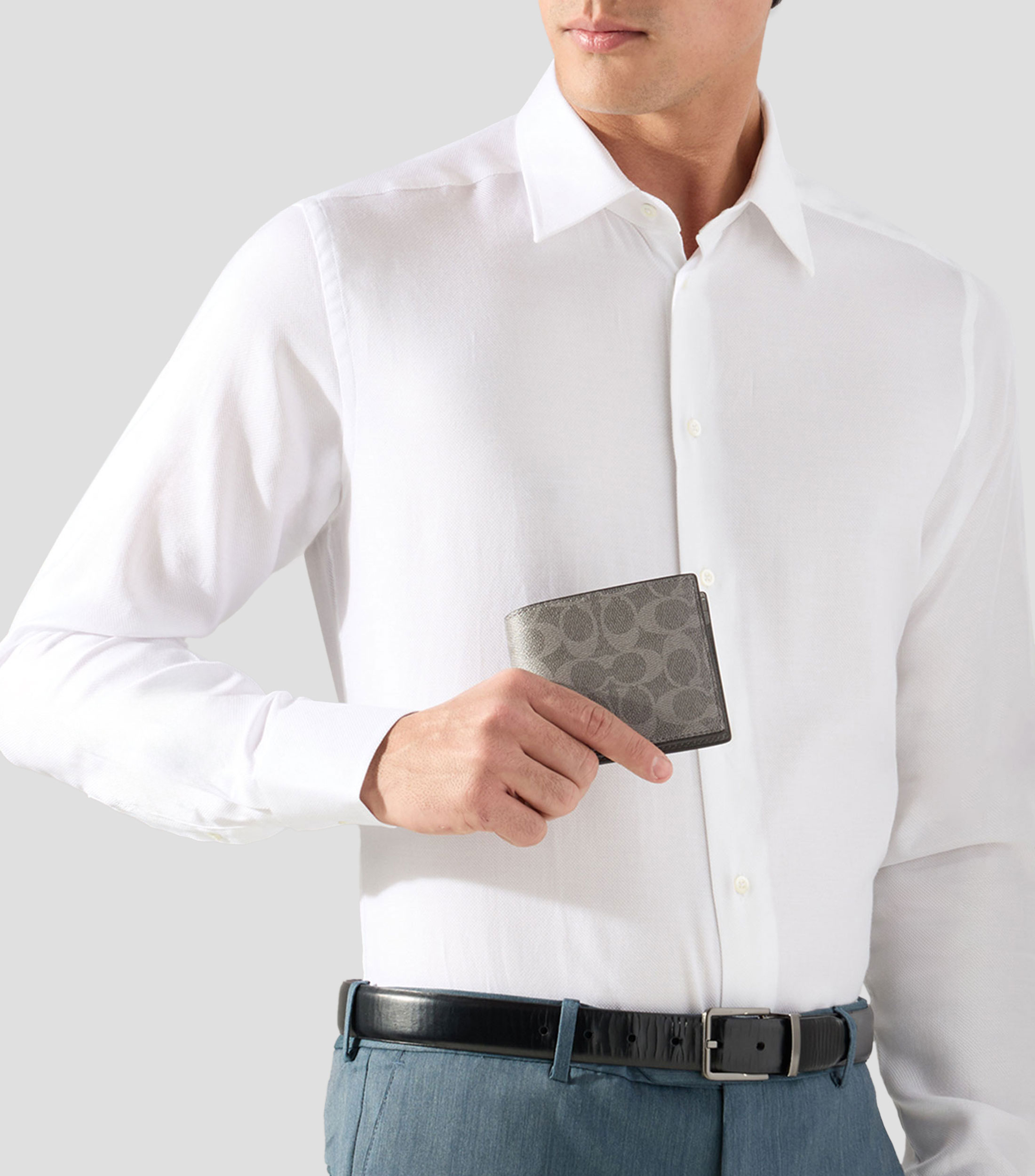 Cartera bifold gris Signature estampada Hombre