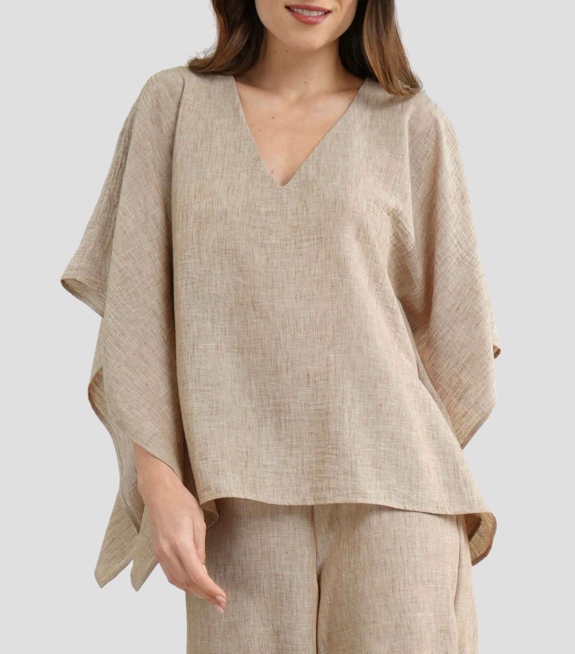 Blusa jaspeada manga corta Mujer
