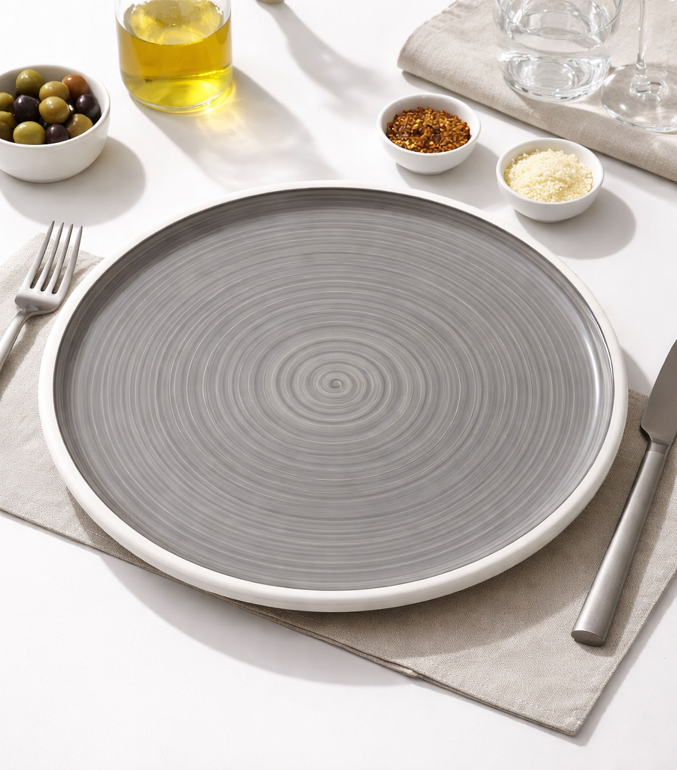 MANUFAC GRIS PLATO PIZZA 32CM