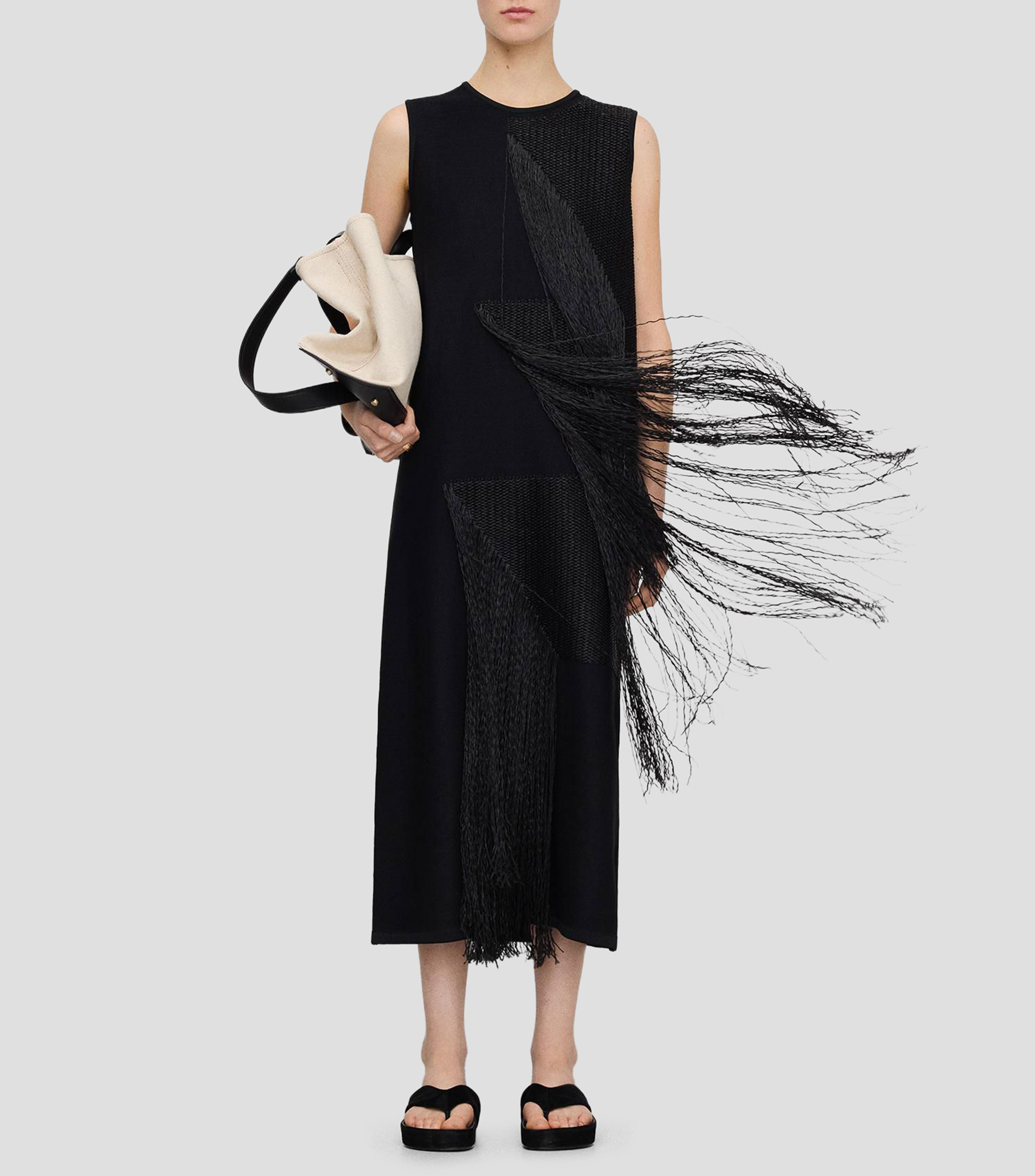 Vestido midi liso Mujer