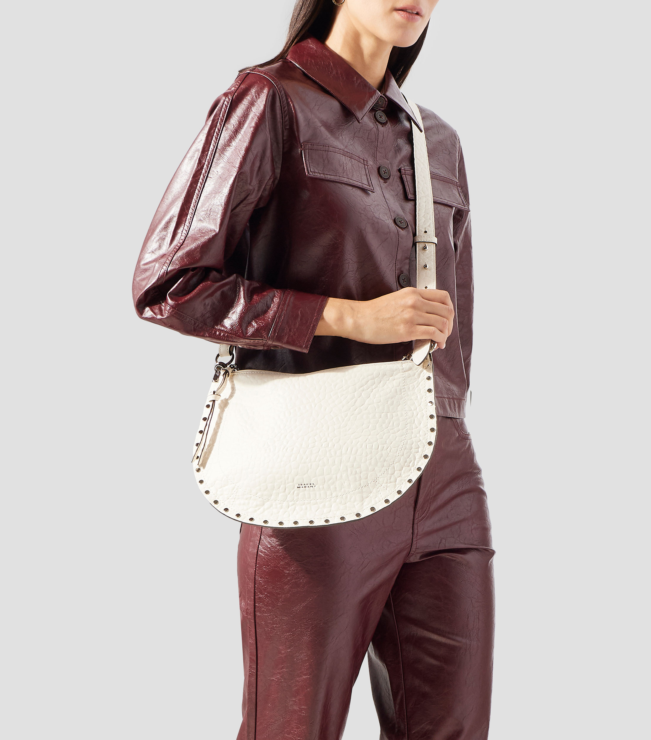 Bolsa Crossbody en piel ovina Oskan Soft granulada Mujer