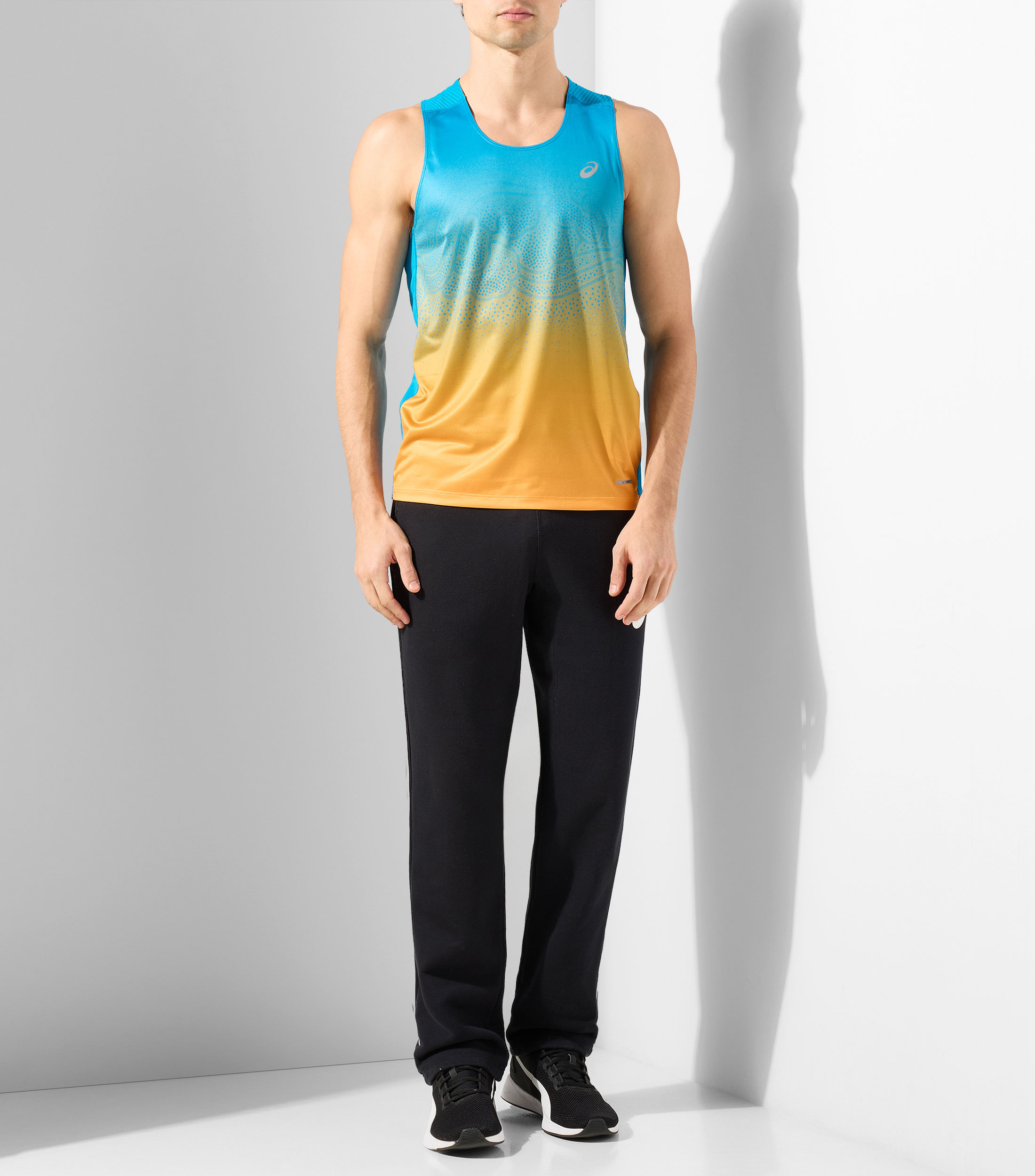 Playera para correr cuello redondo sin mangas estampada Hombre