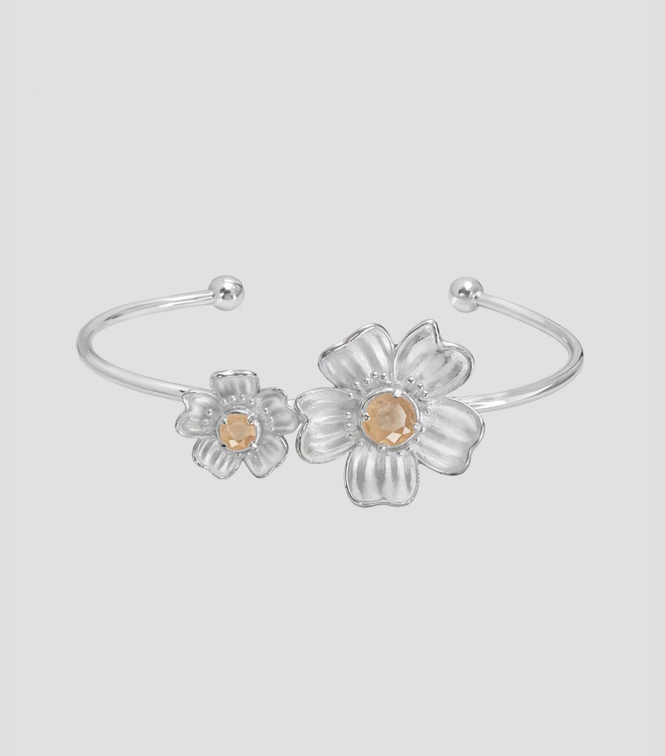 Brazalete abierto en plata .925 con topacio Florecer Mujer