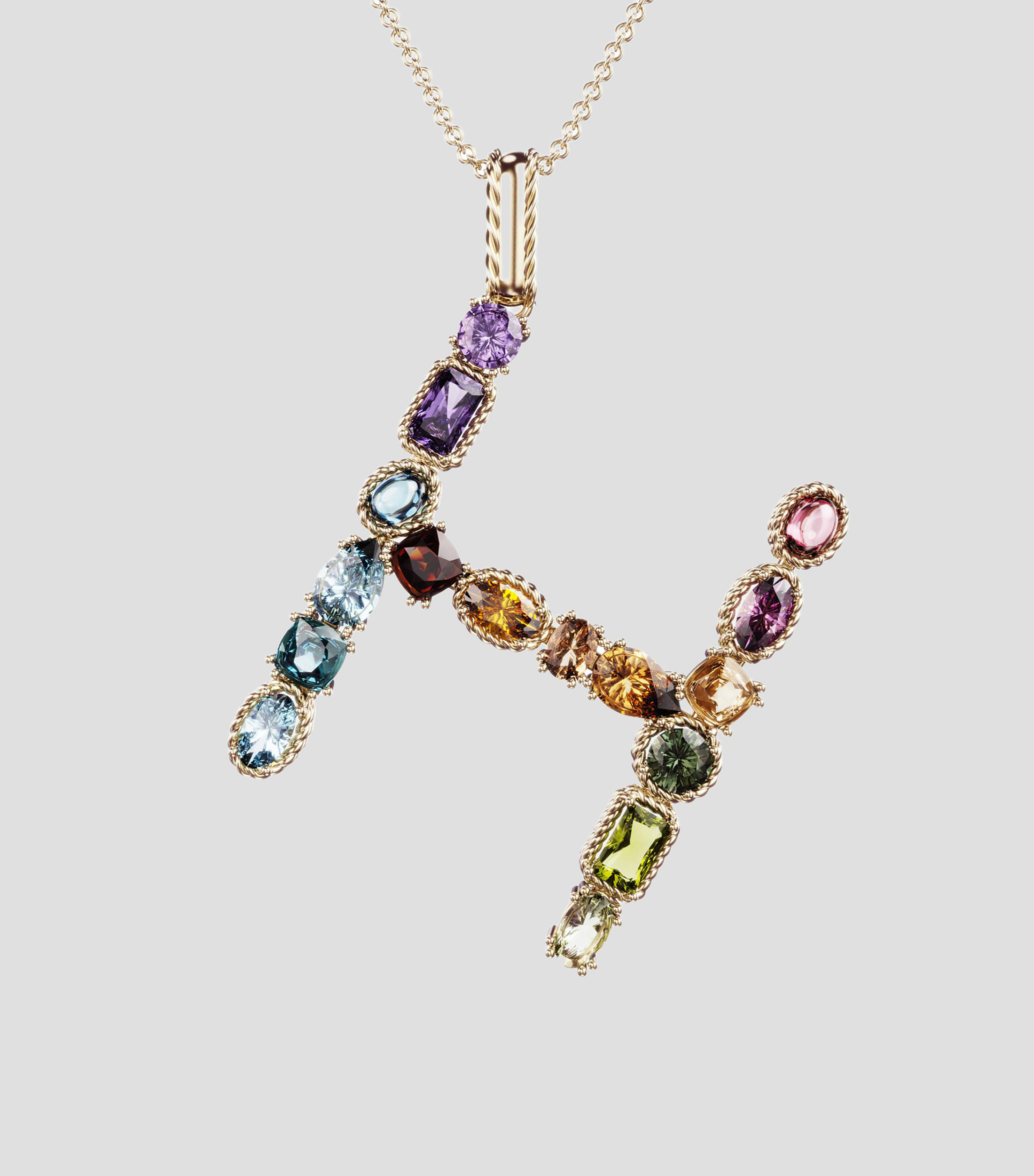 Collar en Oro amarillo de 18 Kilates con letra H Mujer