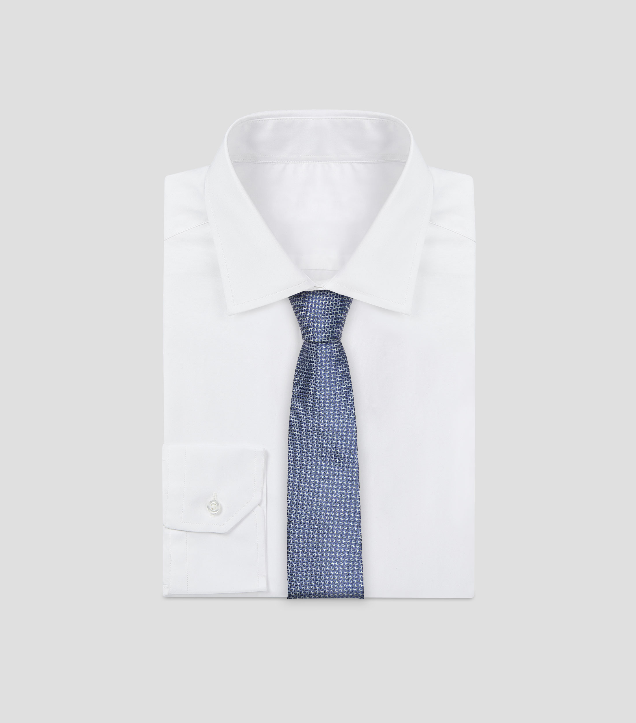 Corbata ancha en seda azul estampada Torino