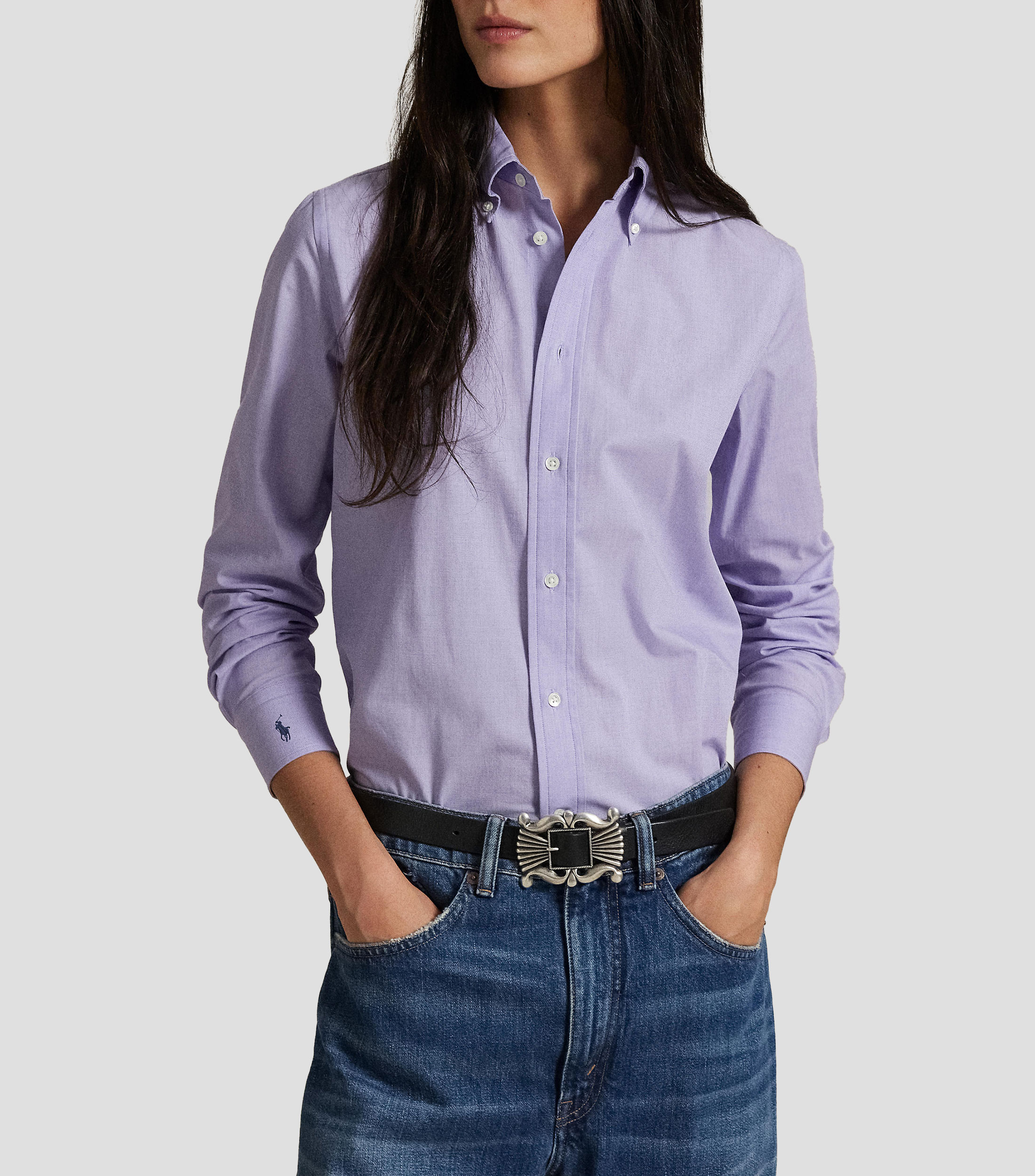 Camisa lisa manga larga Mujer