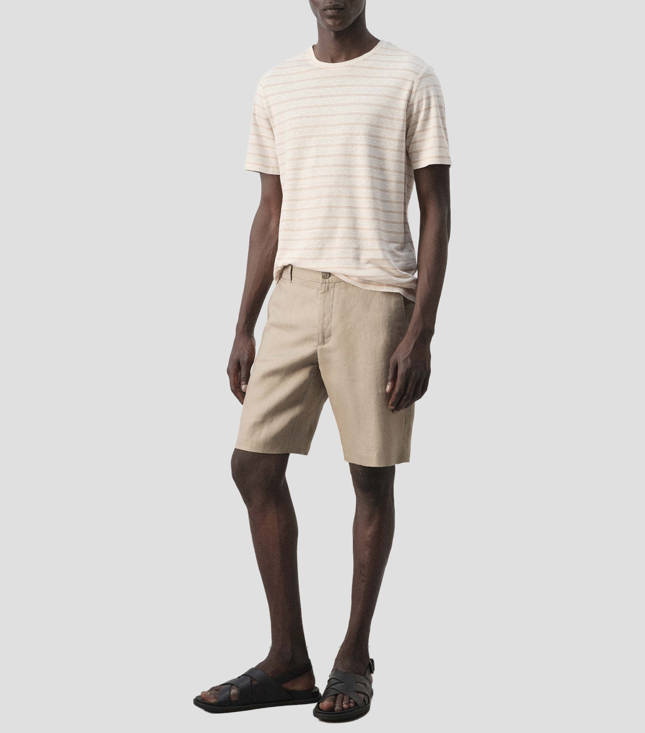Playera cuello redondo manga corta con líneas Hombre