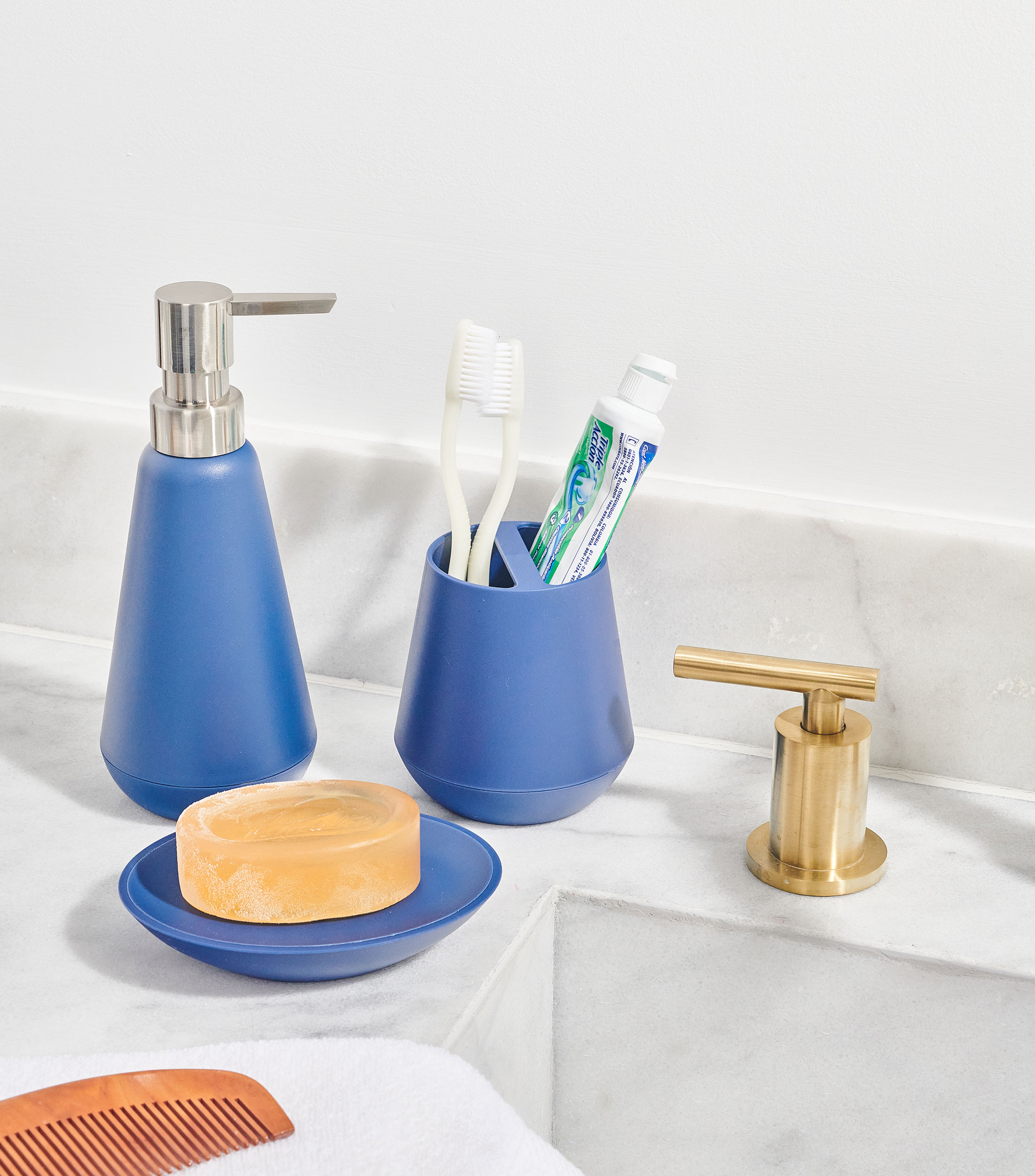 Vaso para baño Belize Azul en Policarbonato