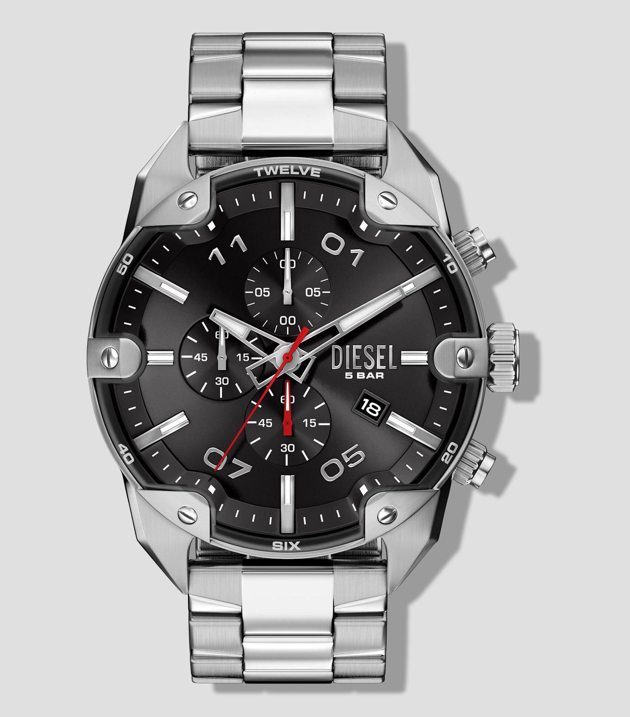 Reloj para Hombre Spiked Casual Negro, Plateado