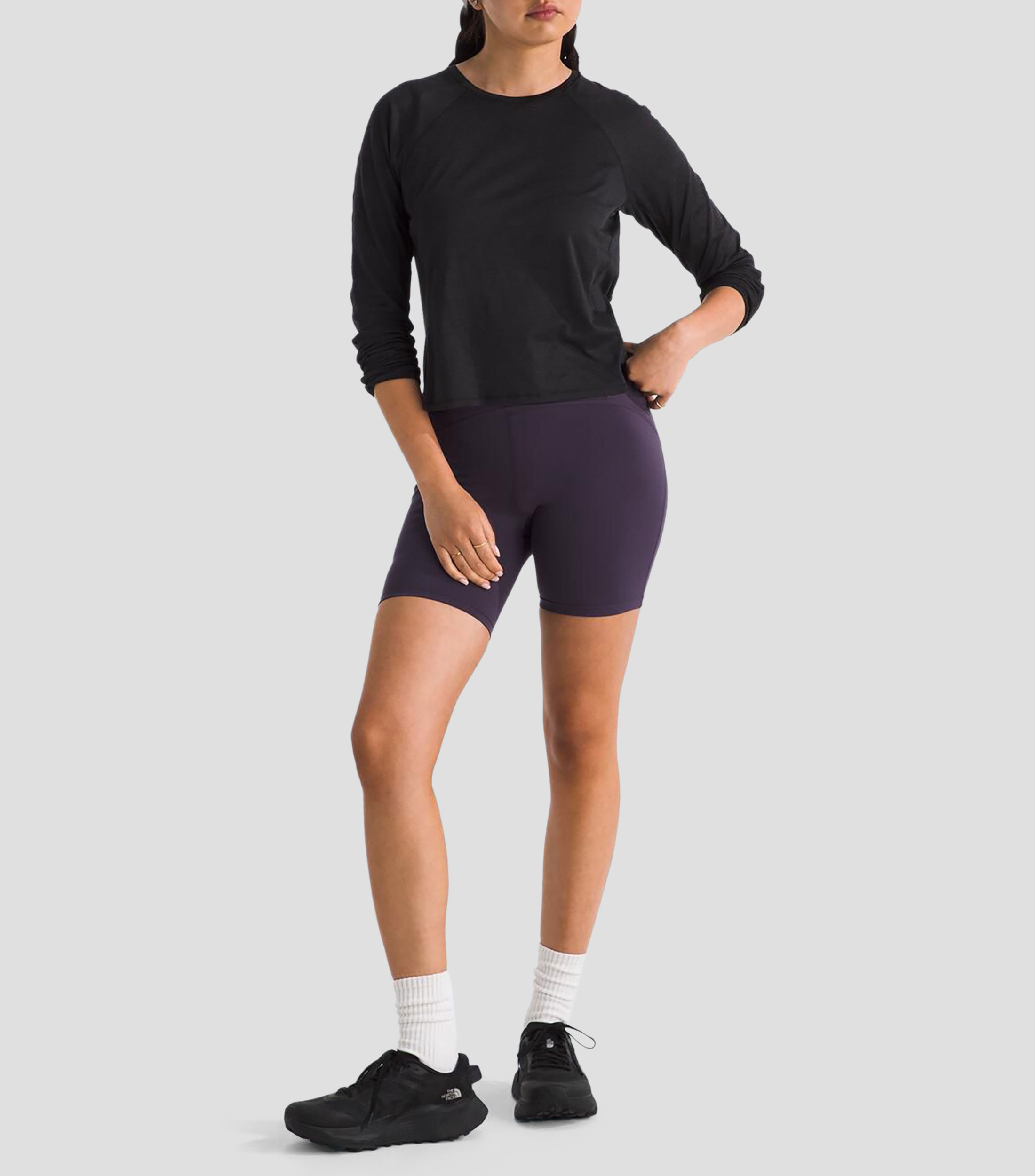 Playera para entrenamiento Jaida cuello redondo manga larga lisa Mujer