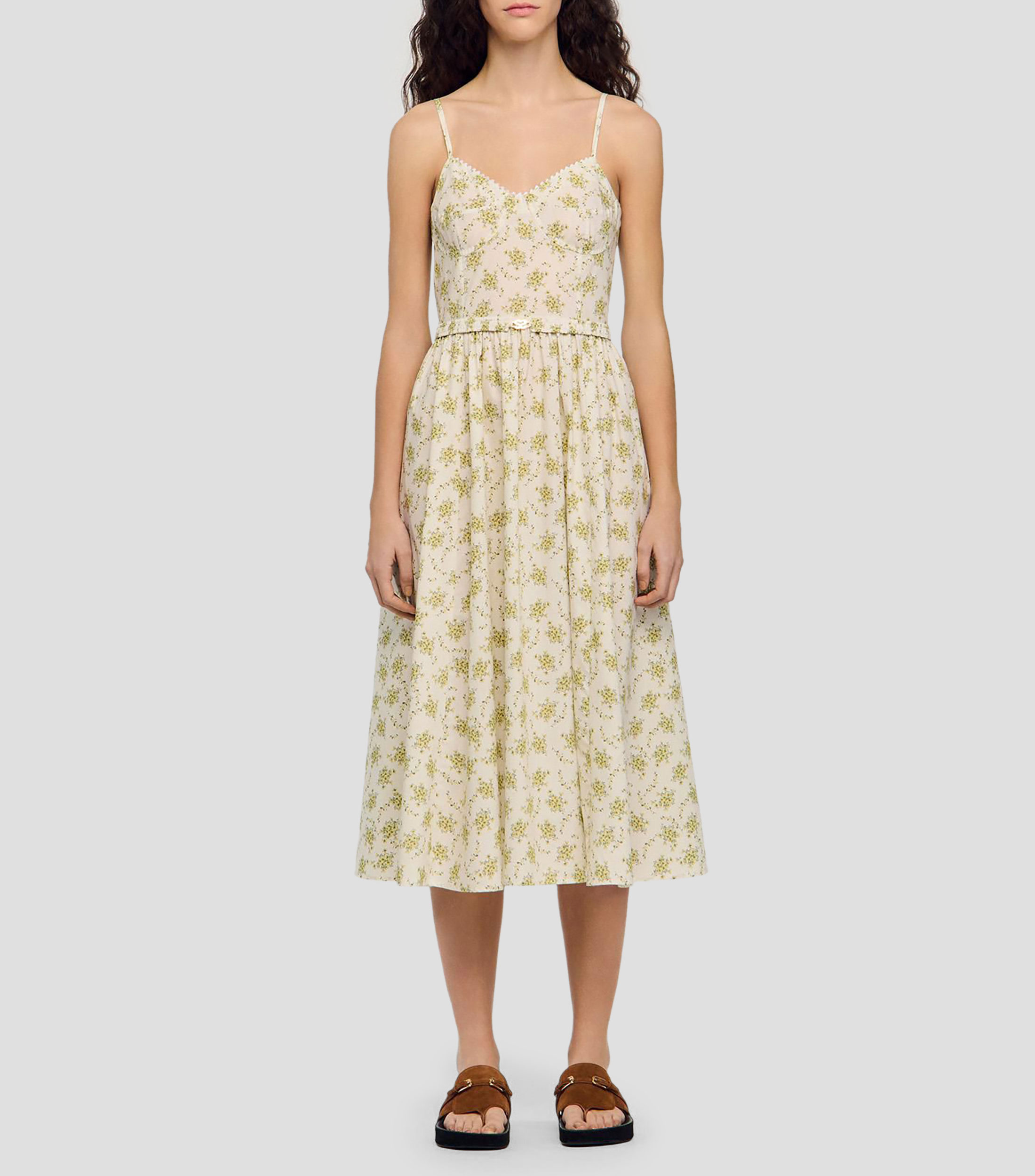 Vestido midi con estampado Mujer