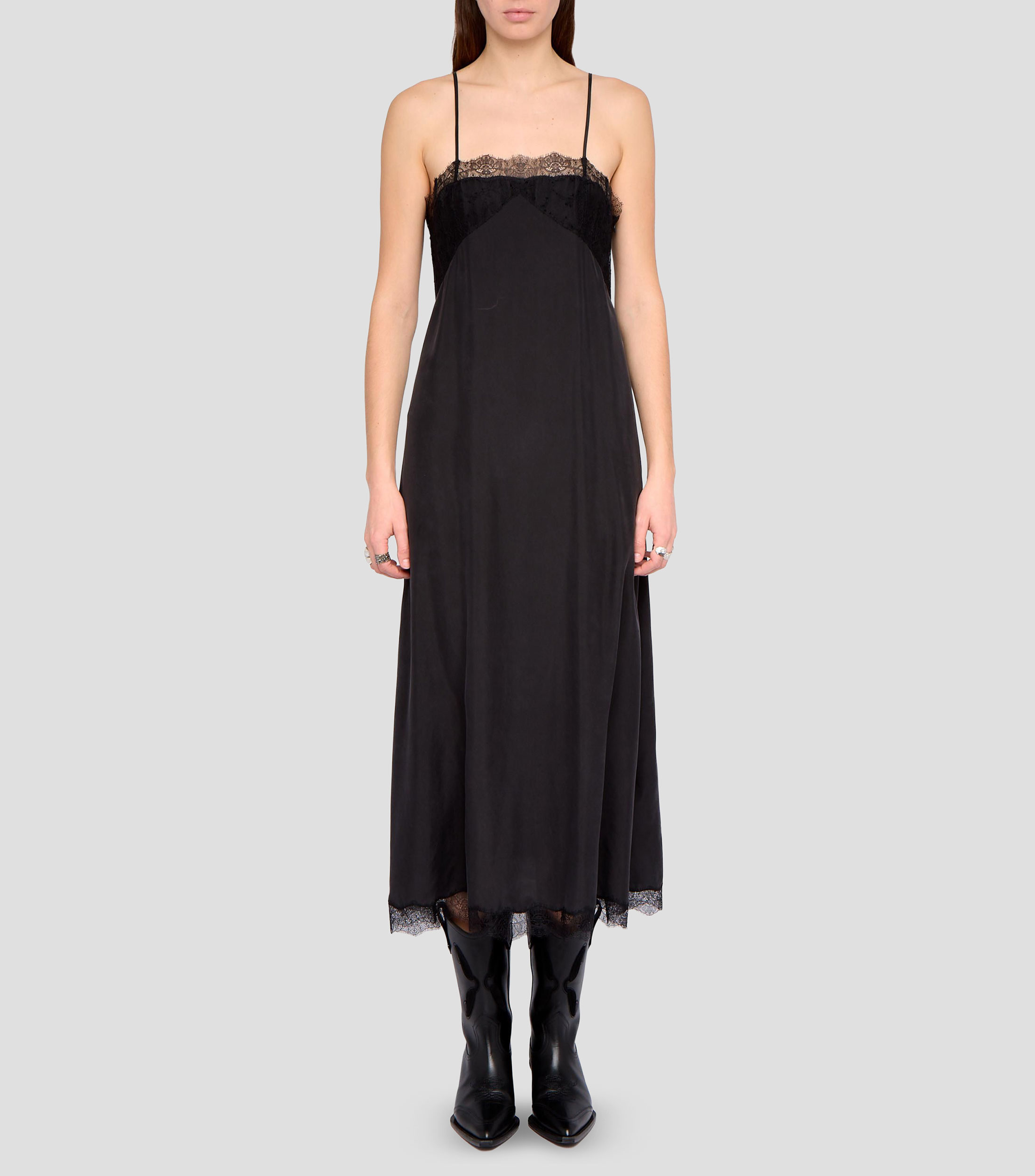 Vestido midi liso Mujer