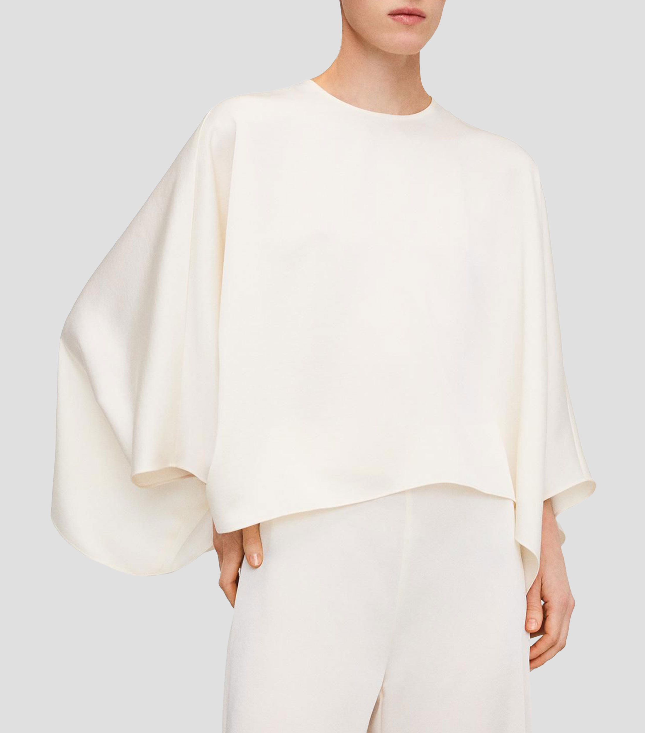 Blusa lisa de manga 3/4 Mujer