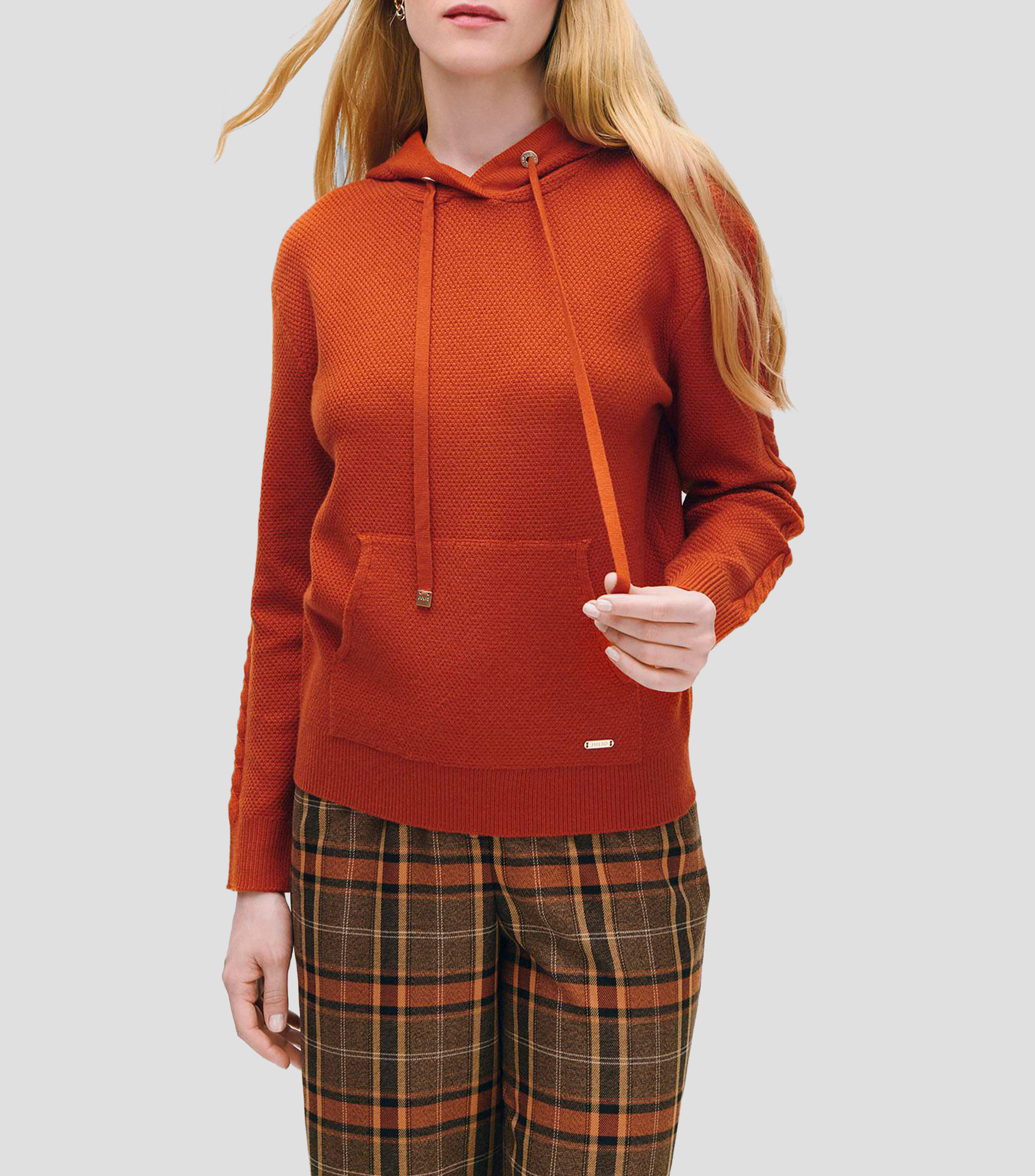 Suéter Tejido Tipo Sudadera Detalle Trenzado Mujer