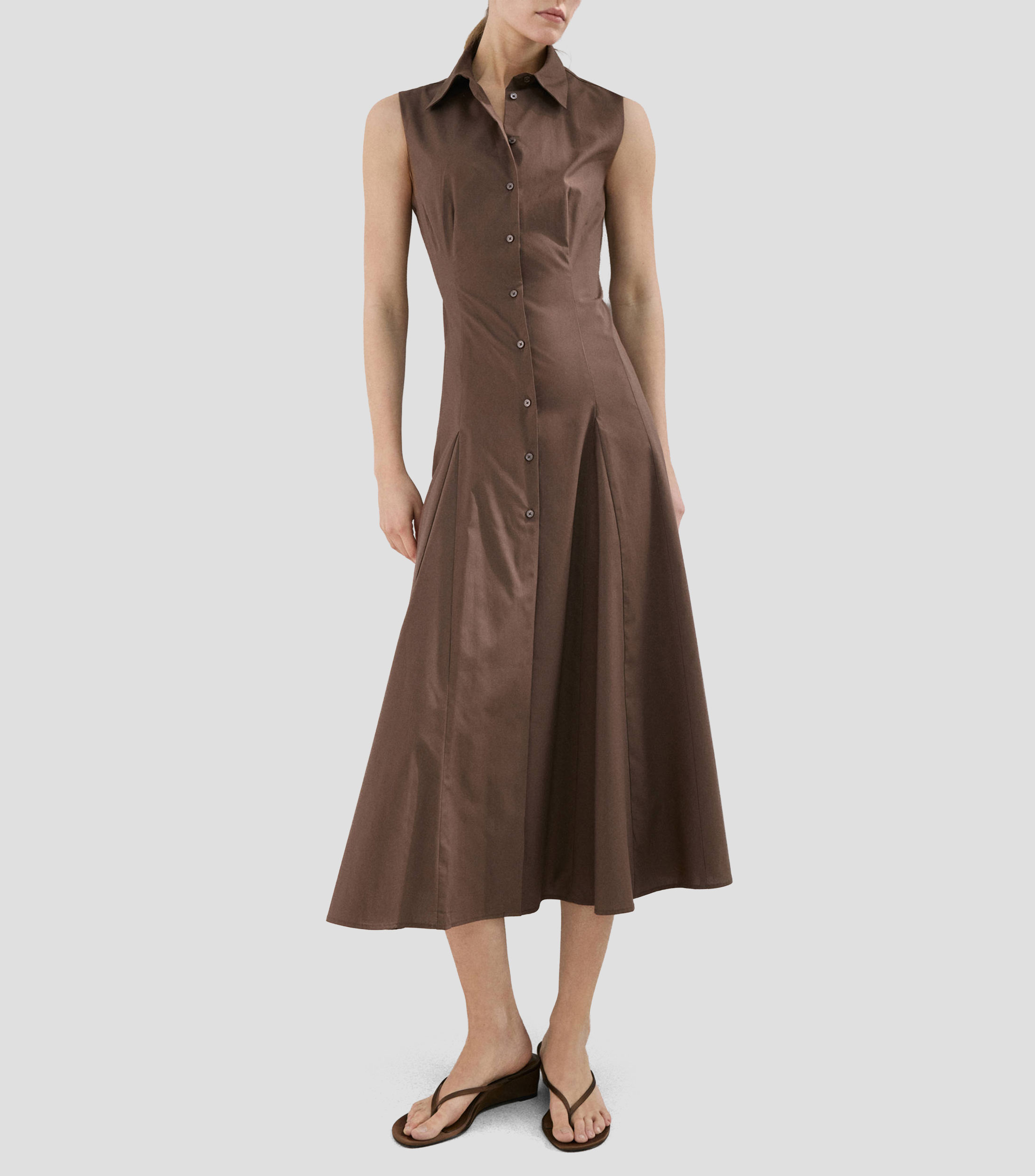Vestido midi liso Mujer