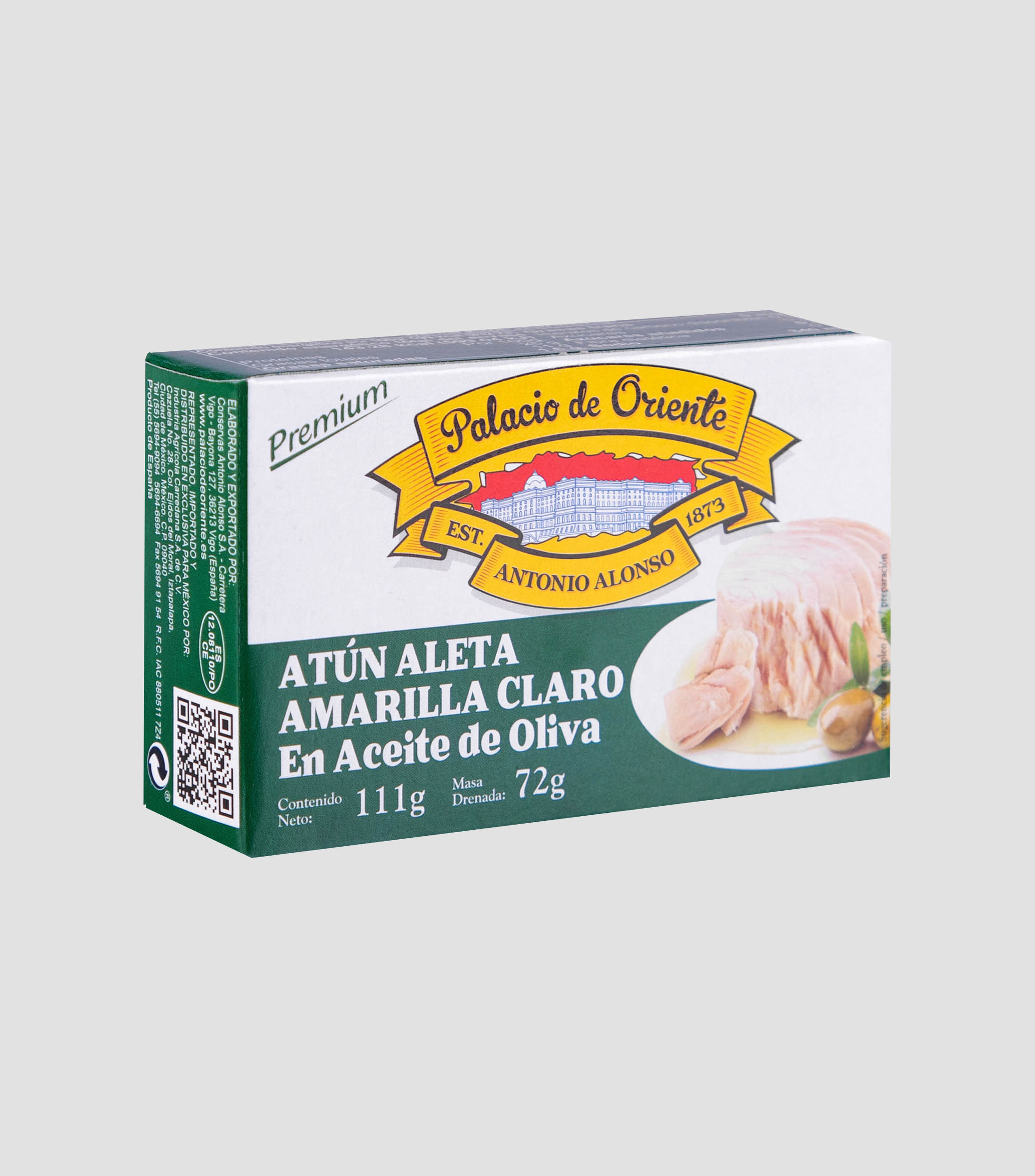 Atún Aleta Amarillo Claro en Aceite de Oliva, 111 g