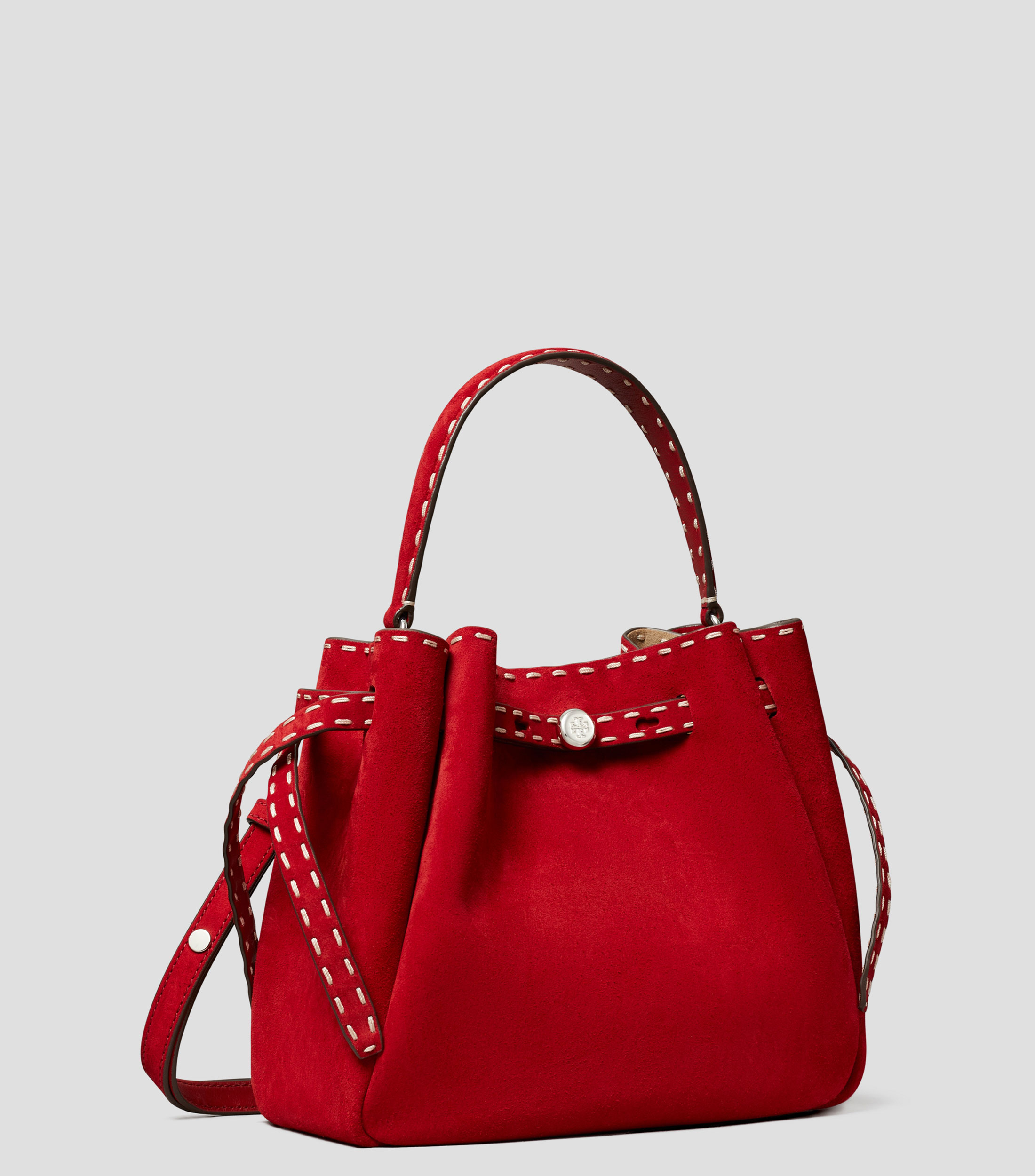 Romy Suede Pick Stitch Bucket Bag