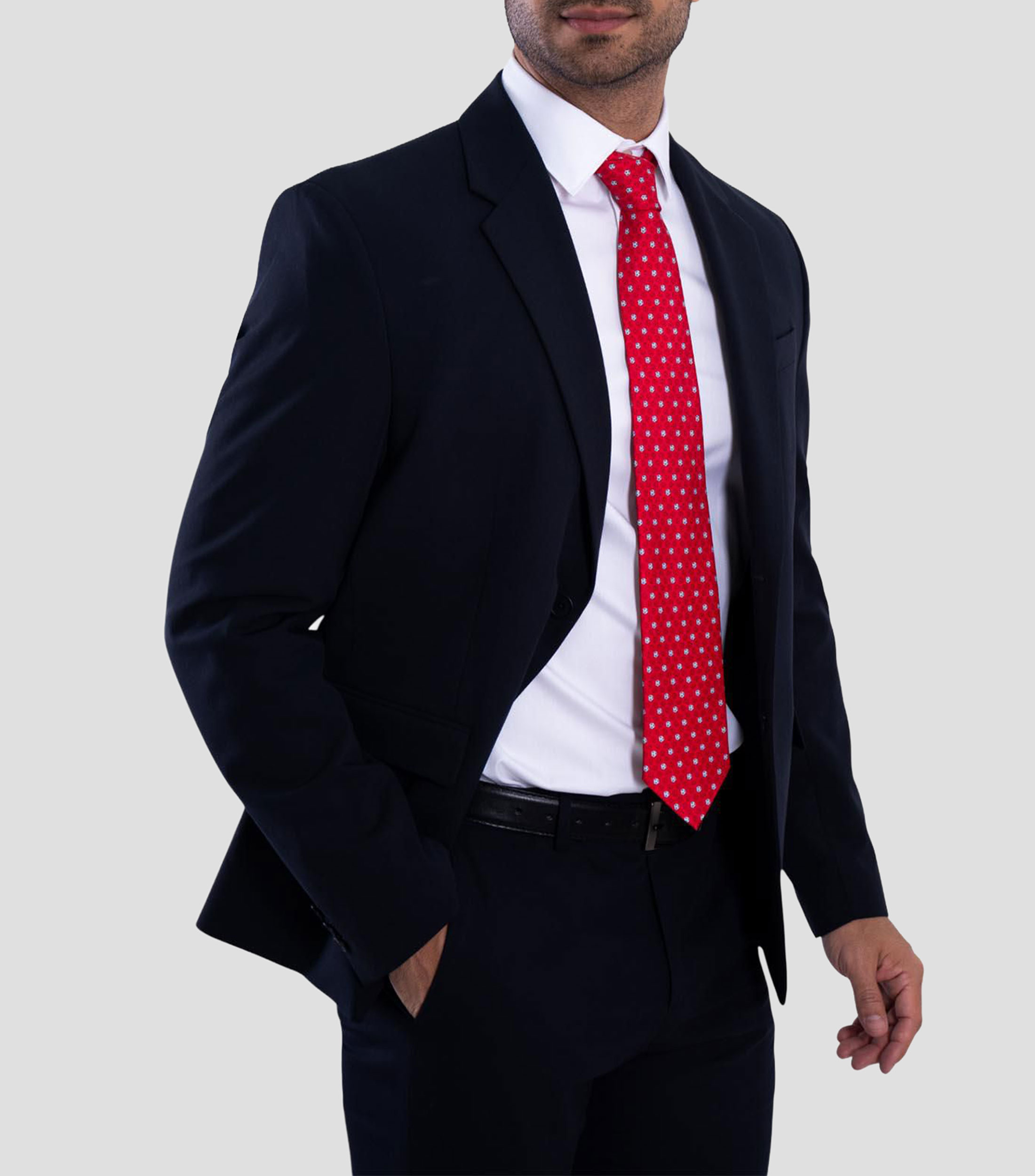 Corbata ancha en seda roja estampada