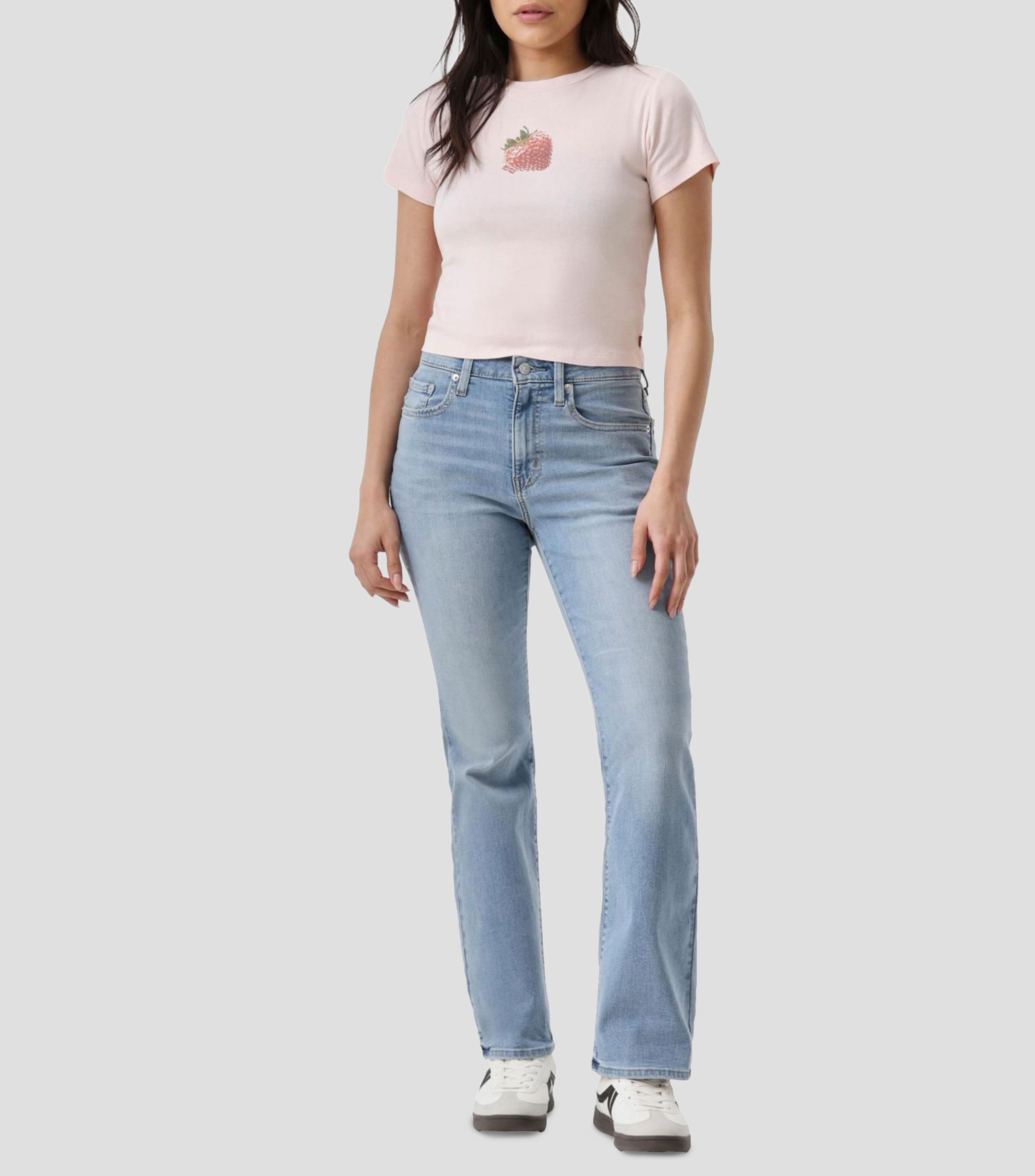 Playera cuello redondo manga corta sólida Mujer