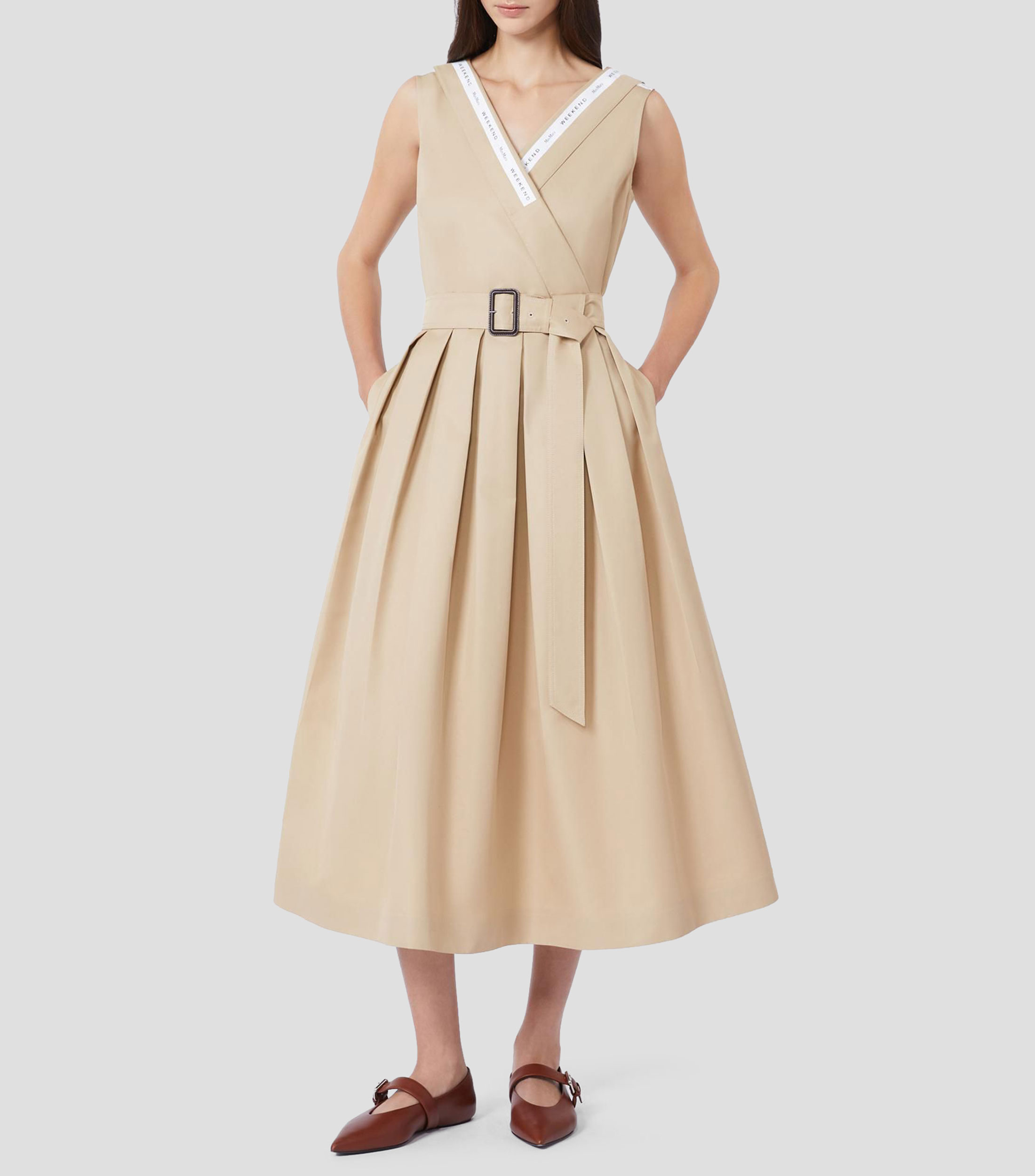 Vestido largo liso Mujer