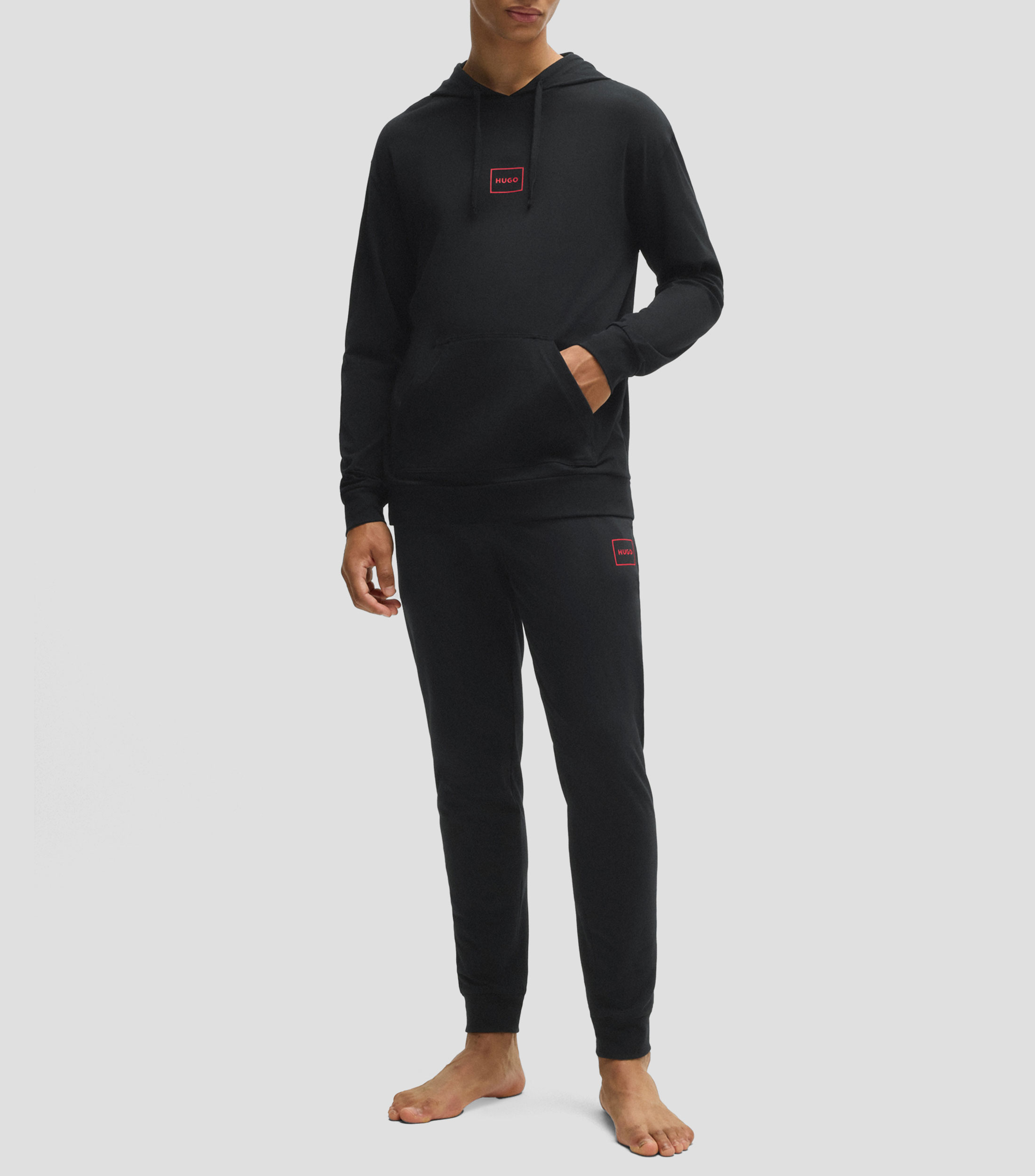 Sudadera con capucha Relaxed Fit de algodon elastico con logo estampado Hombre