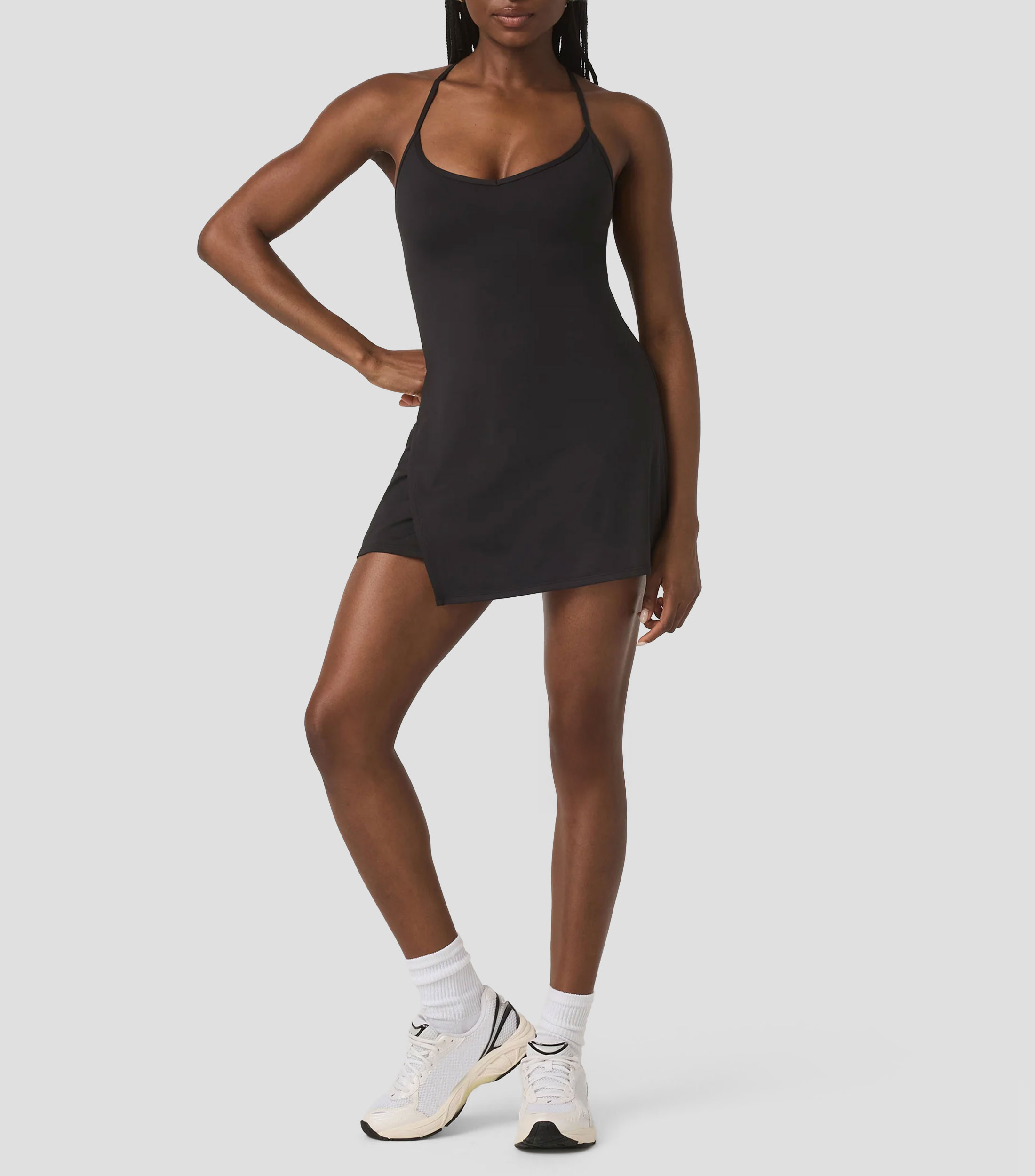 Vestido corto liso Mujer